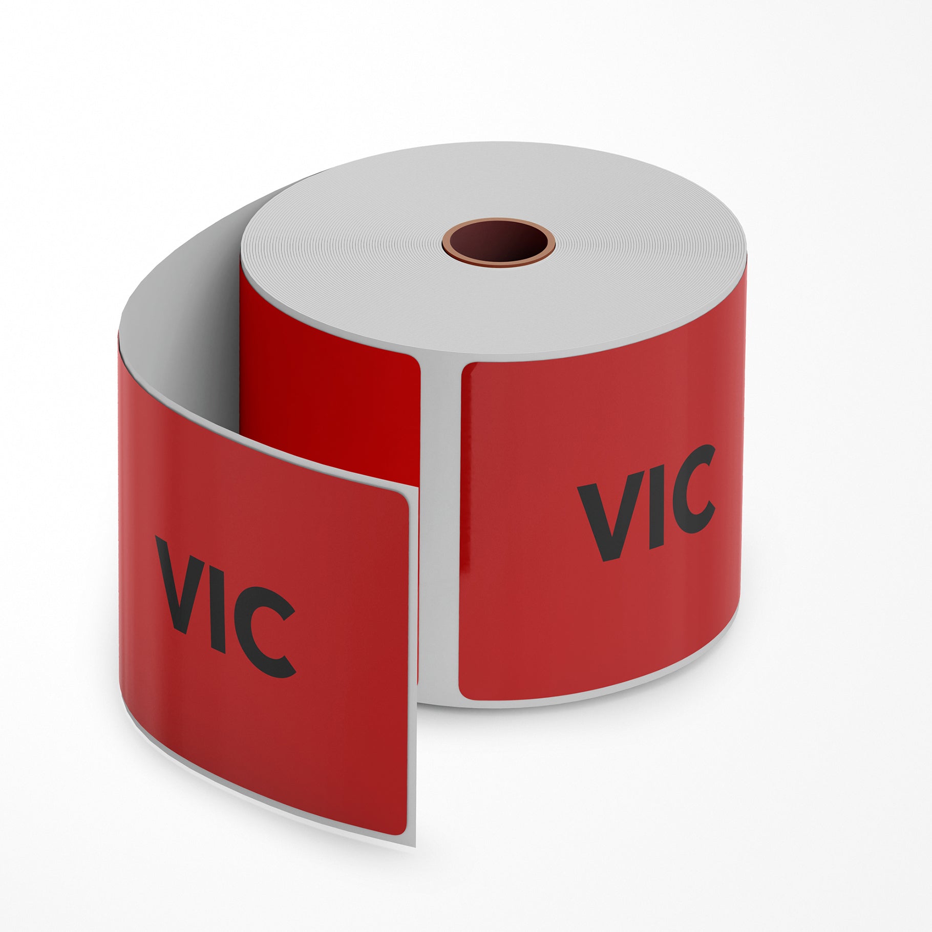 VIC Labels - State Printed Stickers Red 96mm x 100mm 500/roll - Omni Packaging 