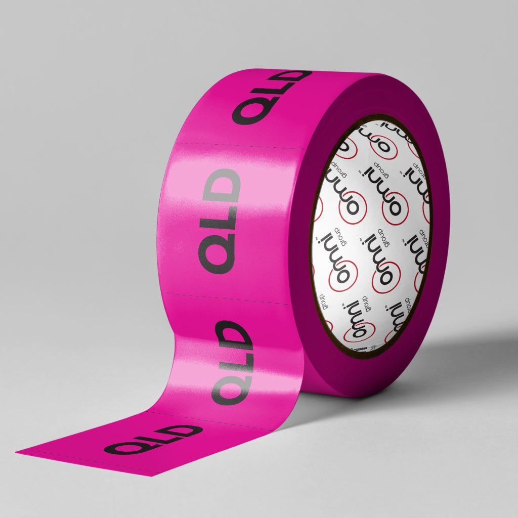 QLD Label - PVC Perforated Pink 96mm X 100mm 500/roll - Omni Packaging 