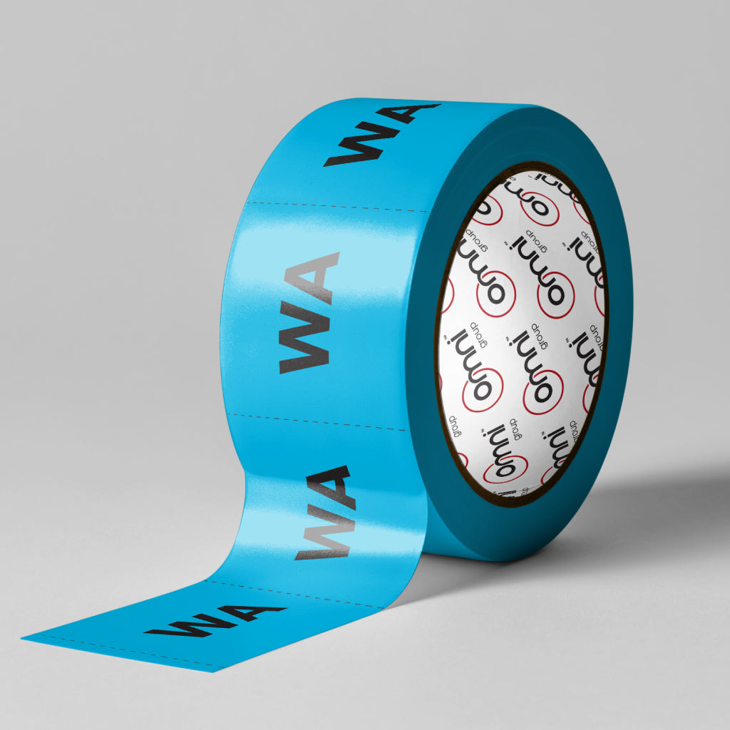 WA Label - PVC Perforated Blue 96mm X 100mm 500/roll - Omni Packaging 