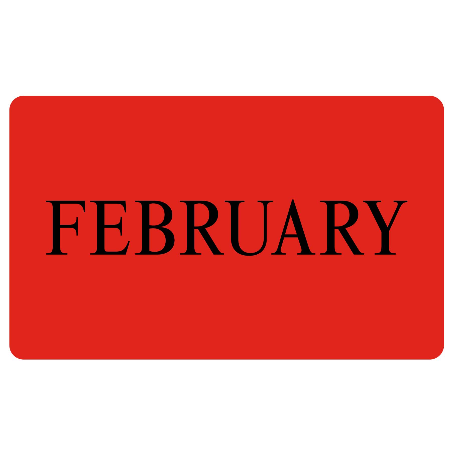 FEBRUARY Sticker - Red 100mm x 165mm 500/roll - Omni Packaging 