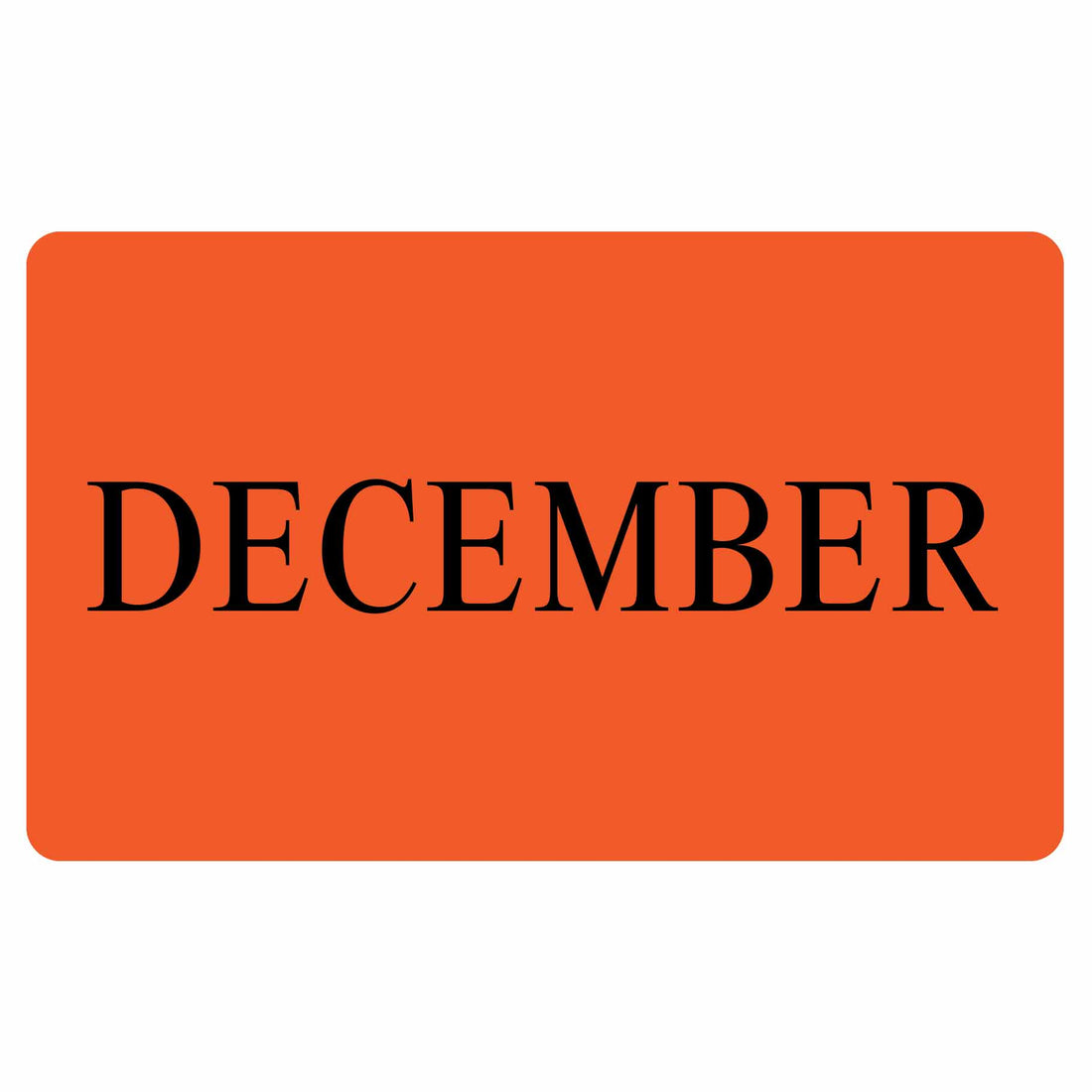 DECEMBER Sticker - Orange 100mm x 165mm 500/roll - Omni Packaging 