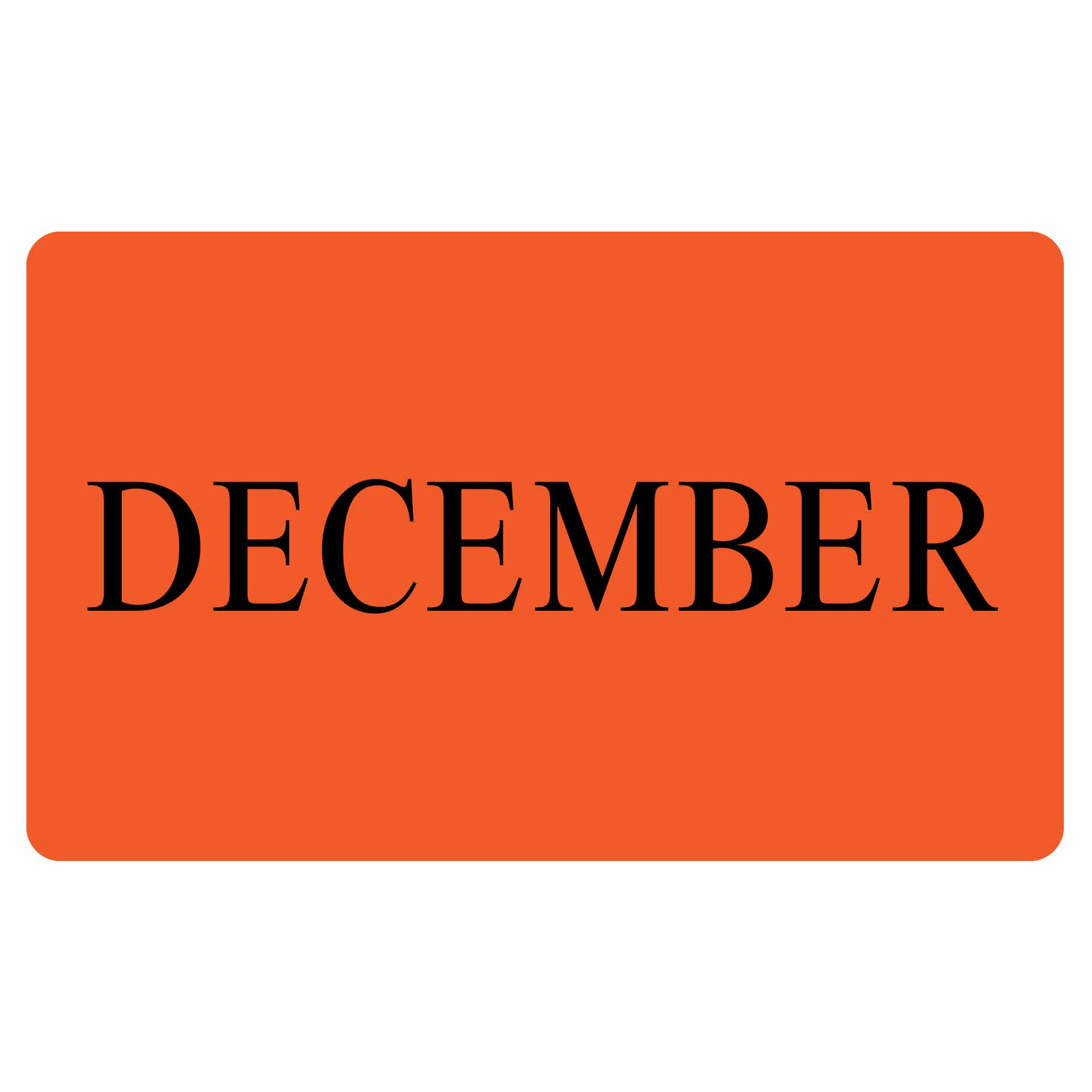 DECEMBER Sticker - Orange 100mm x 165mm 500/roll - Omni Packaging 