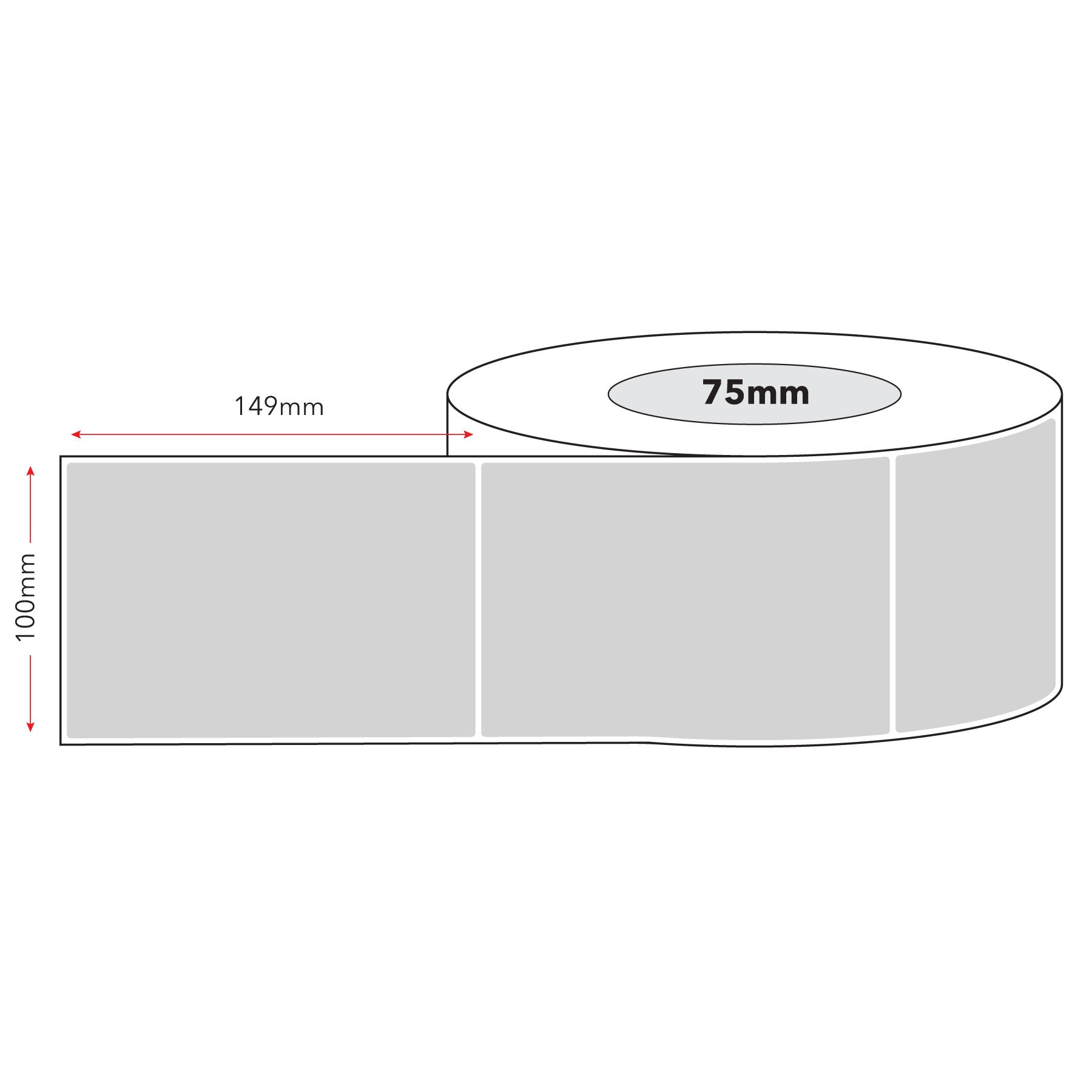Grey Thermal Labels Direct 100mm x 149mm 1000/roll 75mm Core - Omni Packaging 
