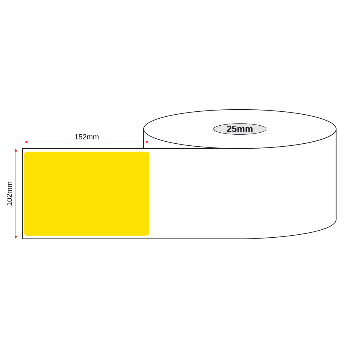 Thermal Direct Label Paper Yellow Permanent 102mm x 152mm Perf. 85/roll 25mm core - Omni Packaging 