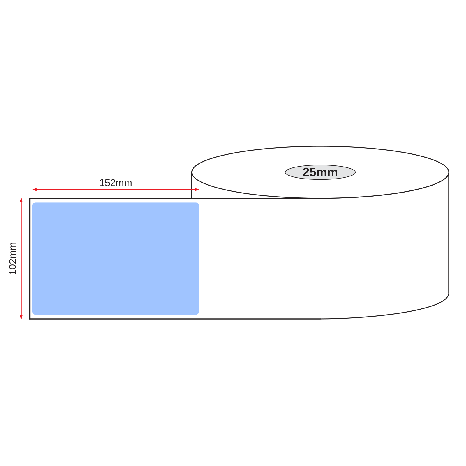 Thermal Direct Label Paper Blue Permanent 102mm x 152mm Perf. 85/roll 25mm core - Omni Packaging 
