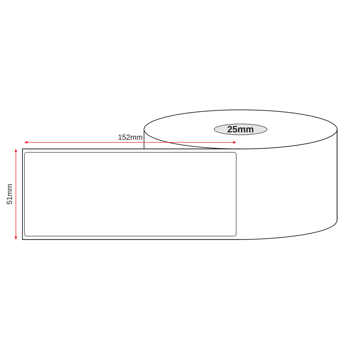 Thermal Direct Label Paper White Permanent 51mm x 152mm Perf. 250/roll 25mm core - Omni Packaging 