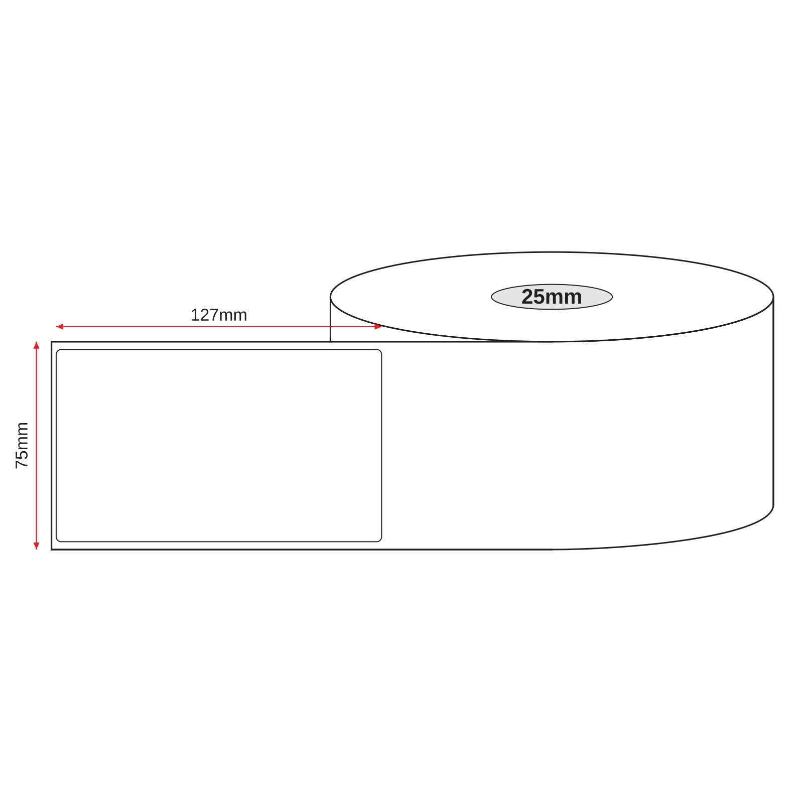 Thermal Direct Label Paper White Permanent 75mm x 127mm Perf. 300/roll 25mm core - Omni Packaging 