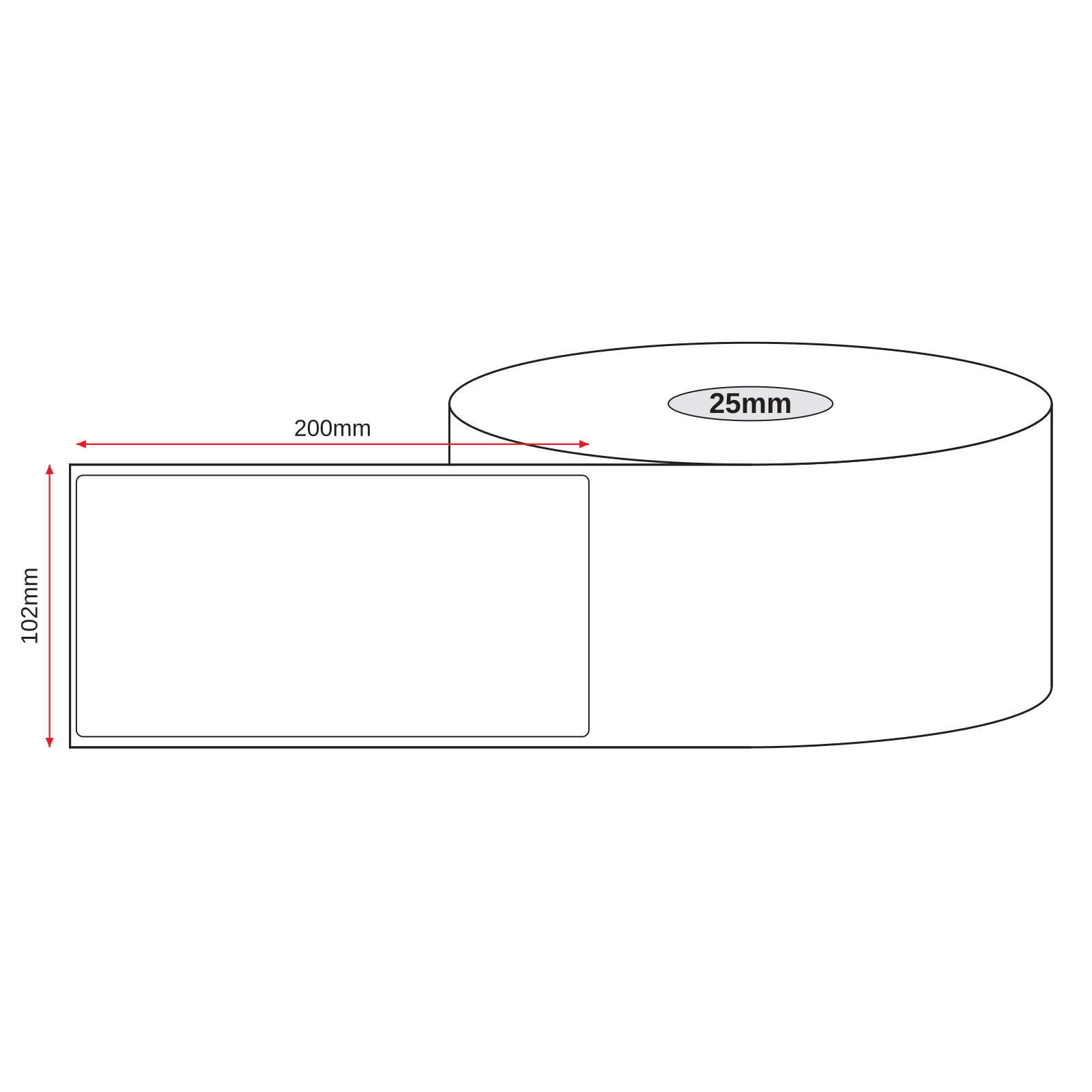 Thermal Direct Label Paper White Permanent 102mm x 200mm Perf. 200/roll 25mm core - Omni Packaging 