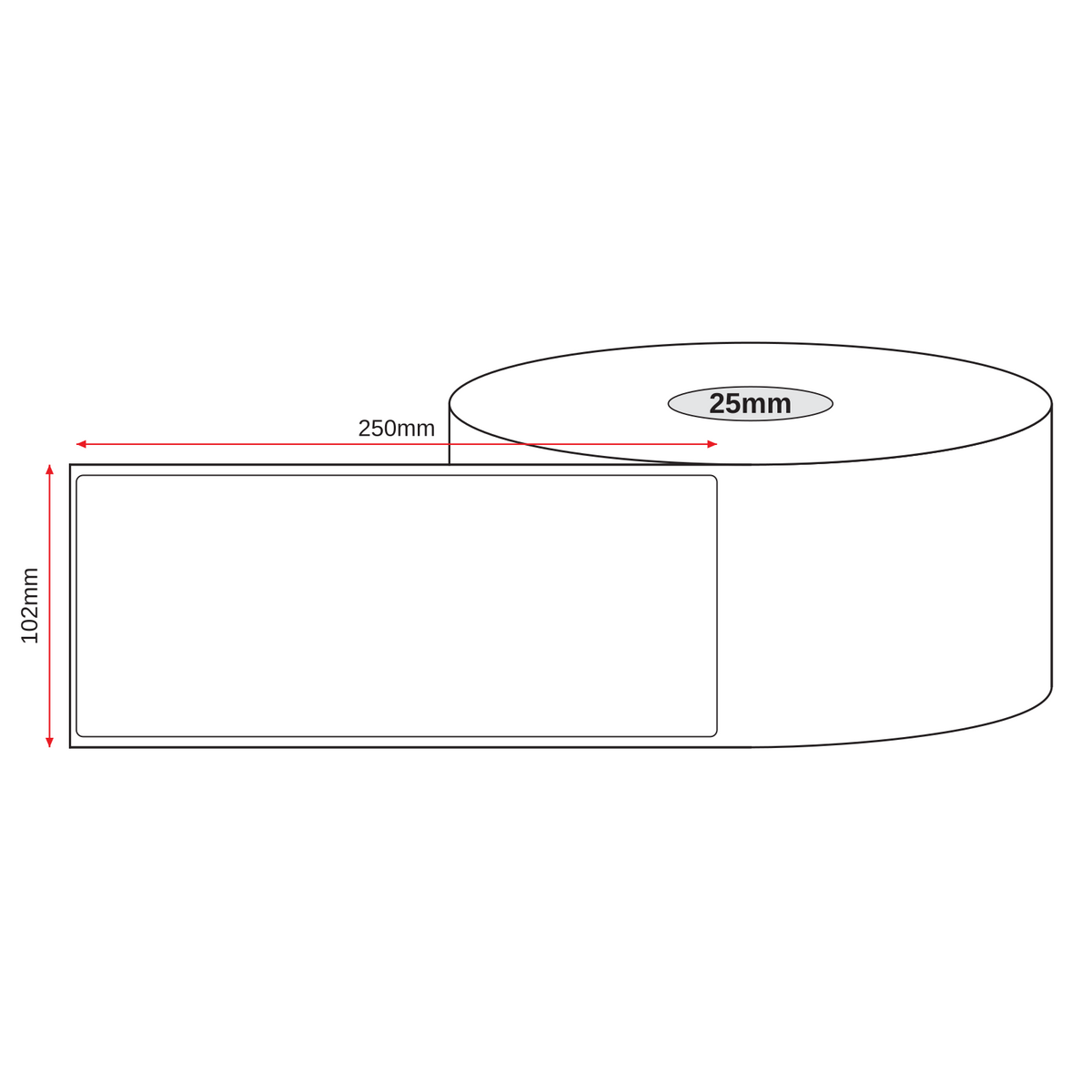 Thermal Direct Label Paper White Permanent 102mm x 250mm Perf. 150/roll 25mm core - Omni Packaging 