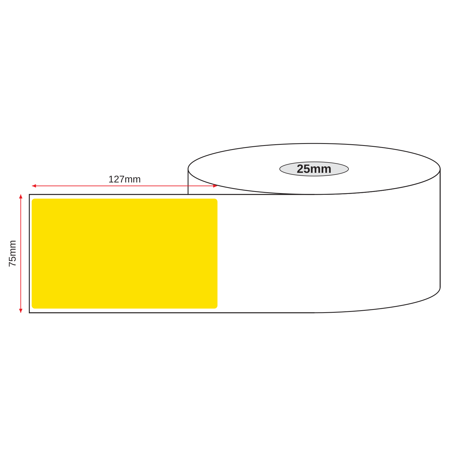 Thermal Direct Label Paper Yellow Permanent 75mm x 127mm Perf. 300/roll 25mm core - Omni Packaging 