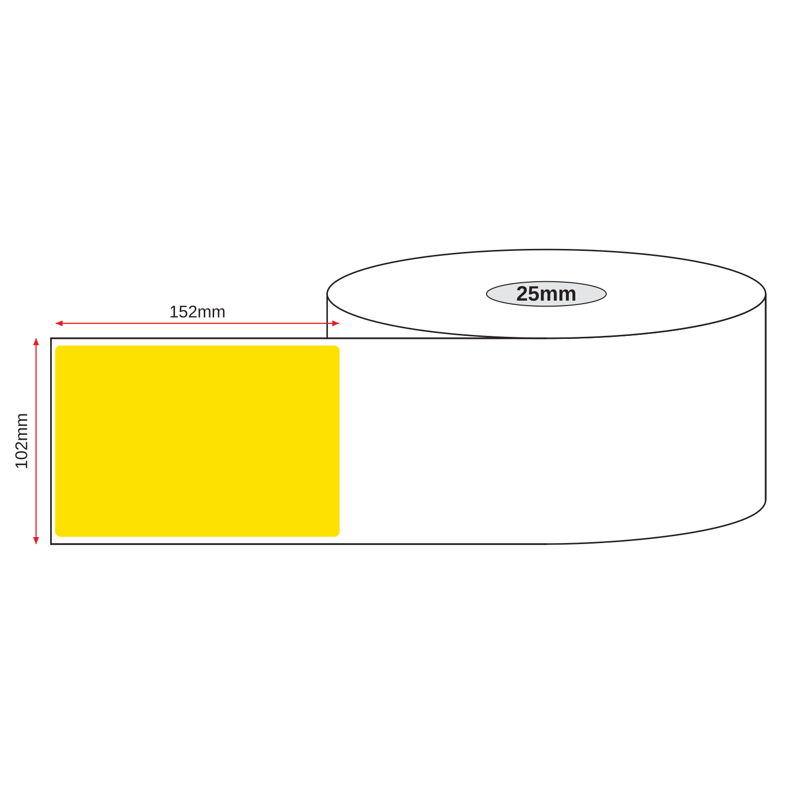 Thermal Direct Label Paper Yellow Permanent 102mm x 152mm Perf. 500/roll 25mm core - Omni Packaging 