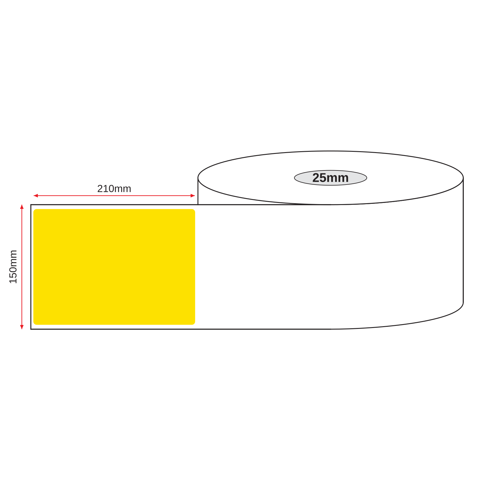 Thermal Direct Label Paper Yellow Permanent 150mm x 210mm Perf. 300/roll 25mm core - Omni Packaging 