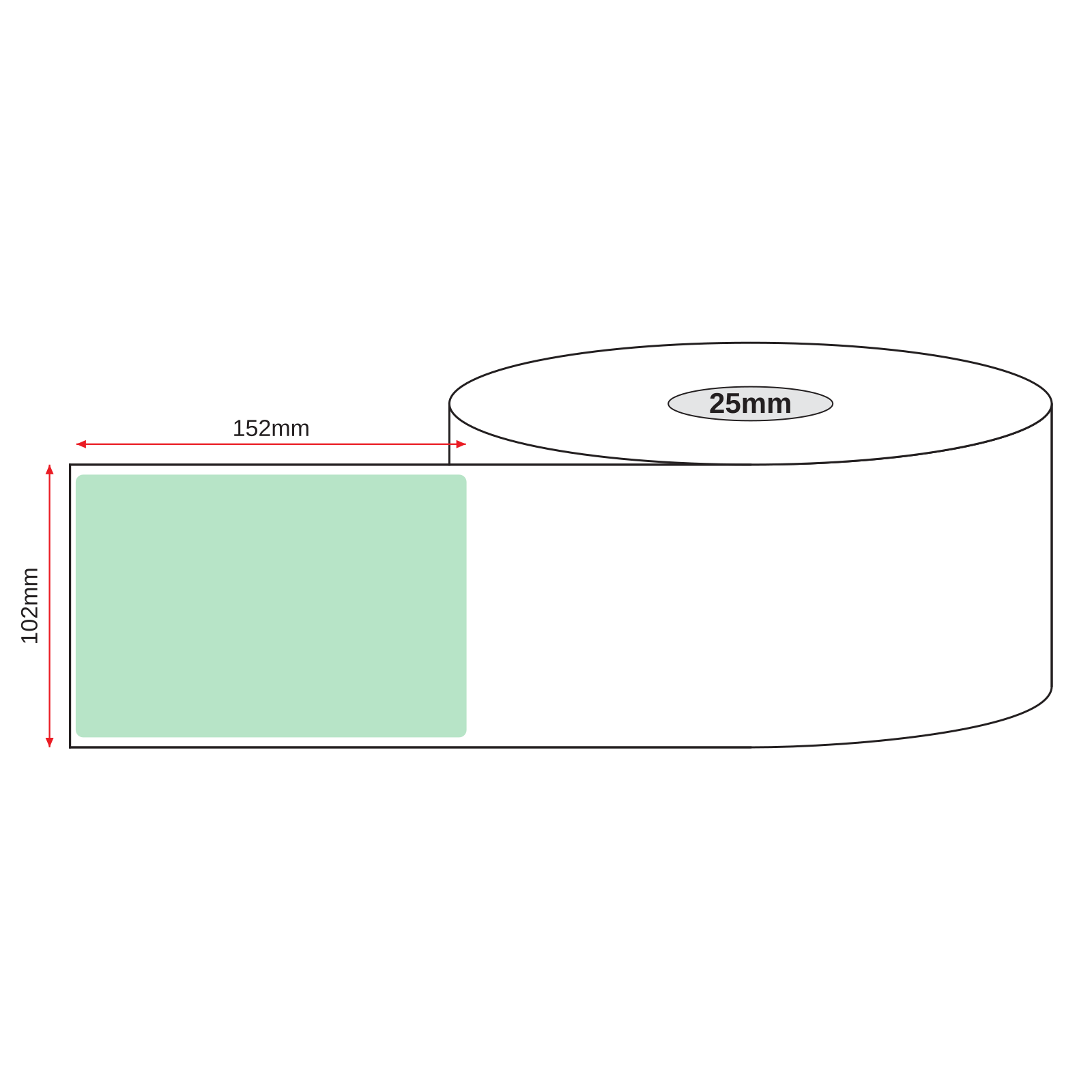 Thermal Direct Label Paper Green Permanent 102mm x 152mm Perf. 500/roll 25mm core - Omni Packaging 