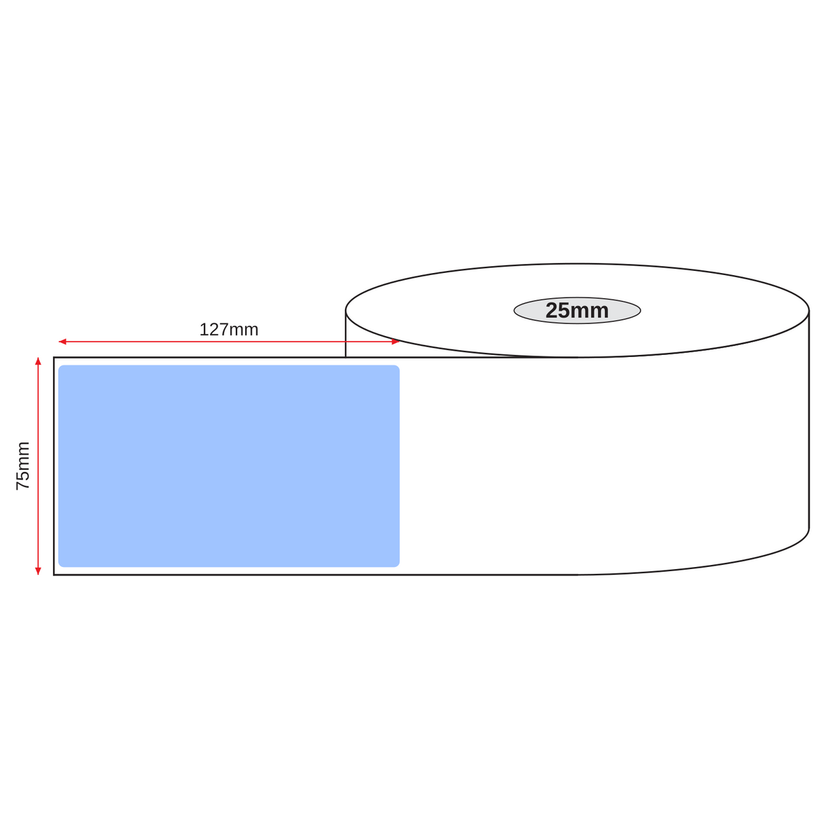 Thermal Direct Label Paper Blue Permanent 75mm x 127mm Perf. 300/roll 25mm core - Omni Packaging 
