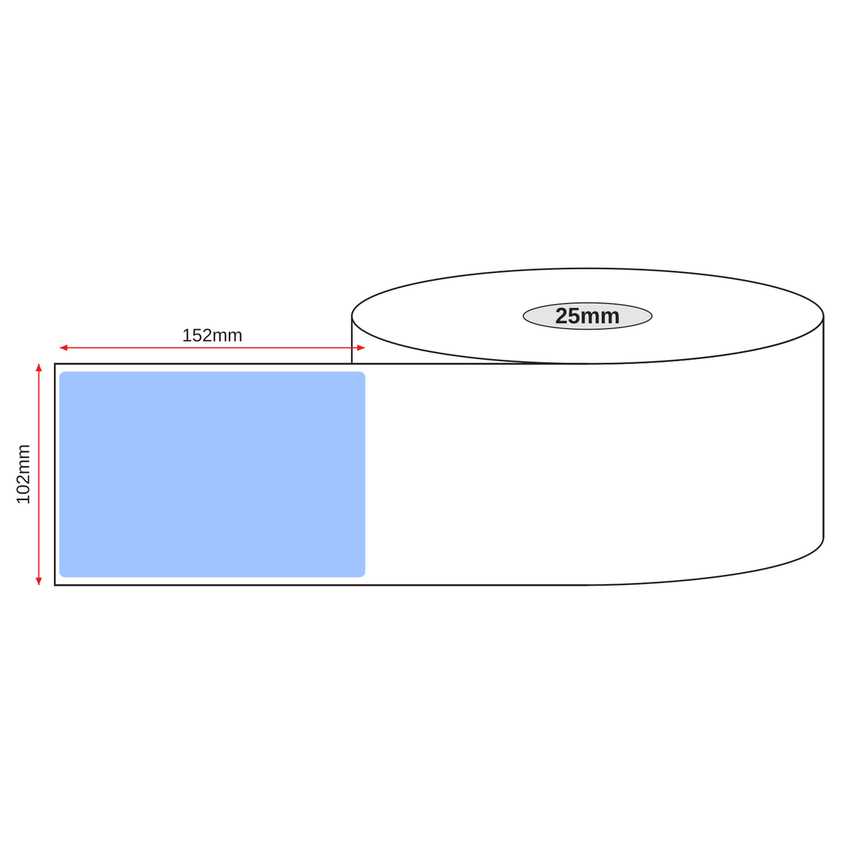 Thermal Direct Label Paper Blue Permanent 102mm x 152mm Perf. 500/roll 25mm core - Omni Packaging 