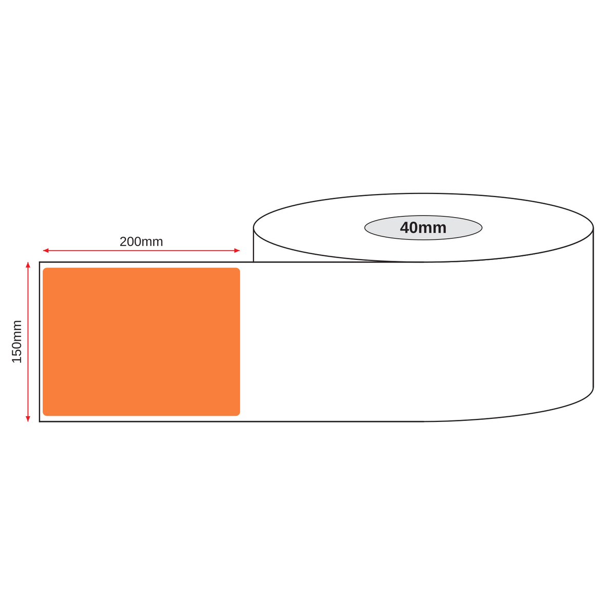 Thermal Direct Label Paper Orange Permanent 150mm x 200mm Perf. 300/roll 40mm core - Omni Packaging 