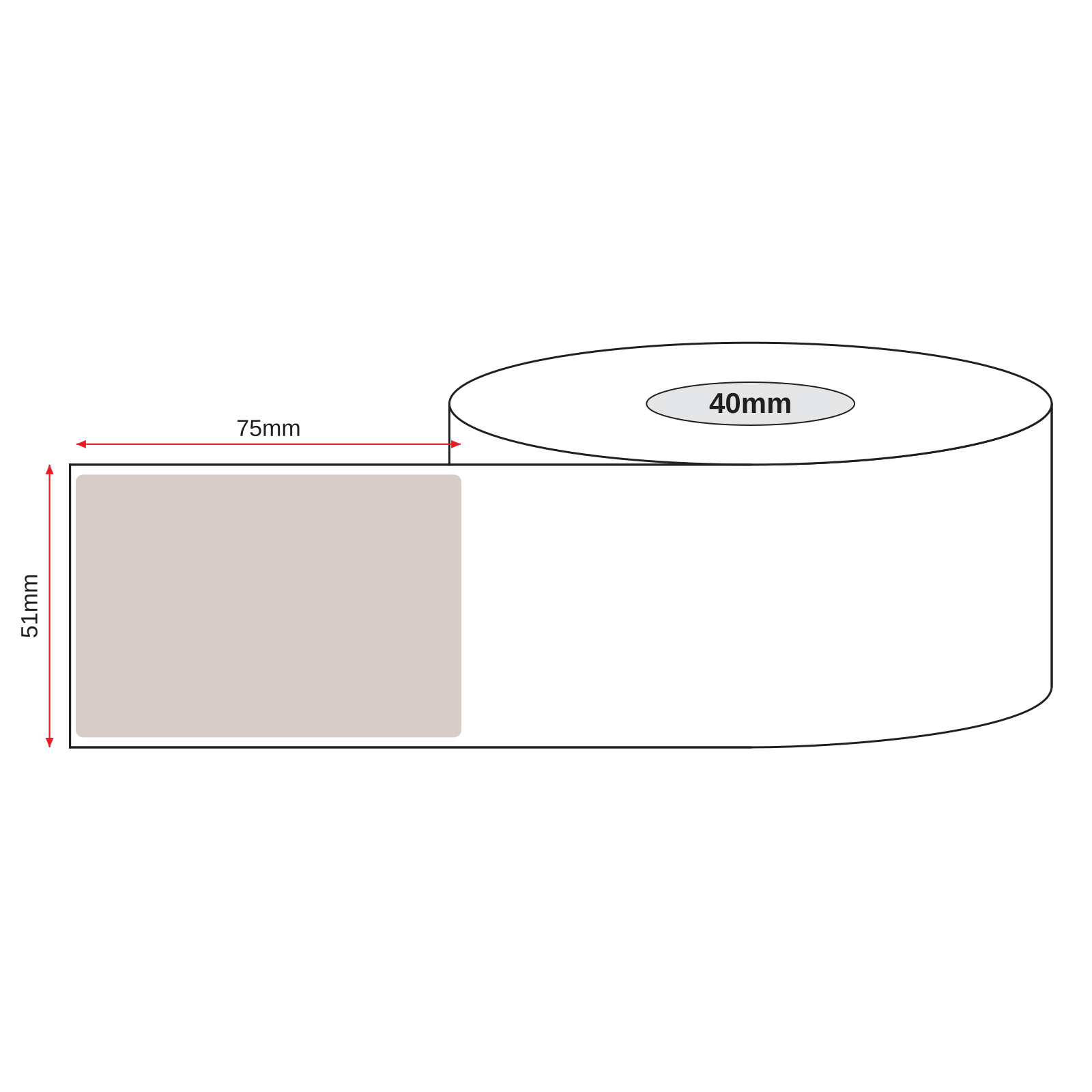 Kraft Paper Label Blockout Brown Permanent 51mm x 75mm Perf. 500/roll 40mm core - Omni Packaging 