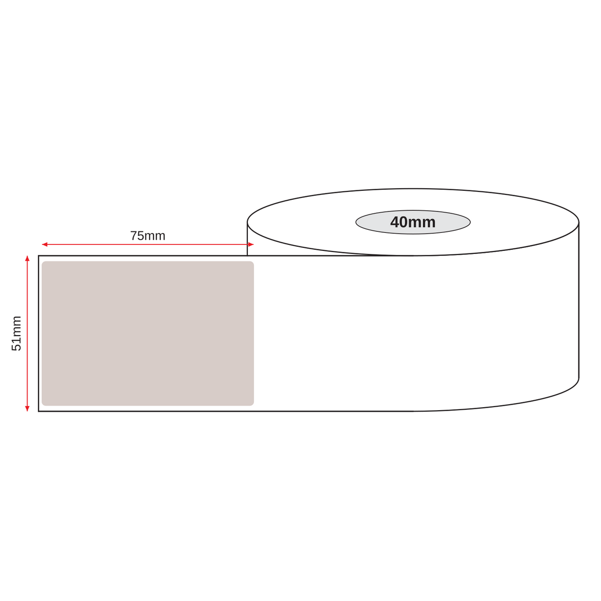 Kraft Paper Label Blockout Brown Permanent 51mm x 75mm Perf. 500/roll 40mm core - Omni Packaging 