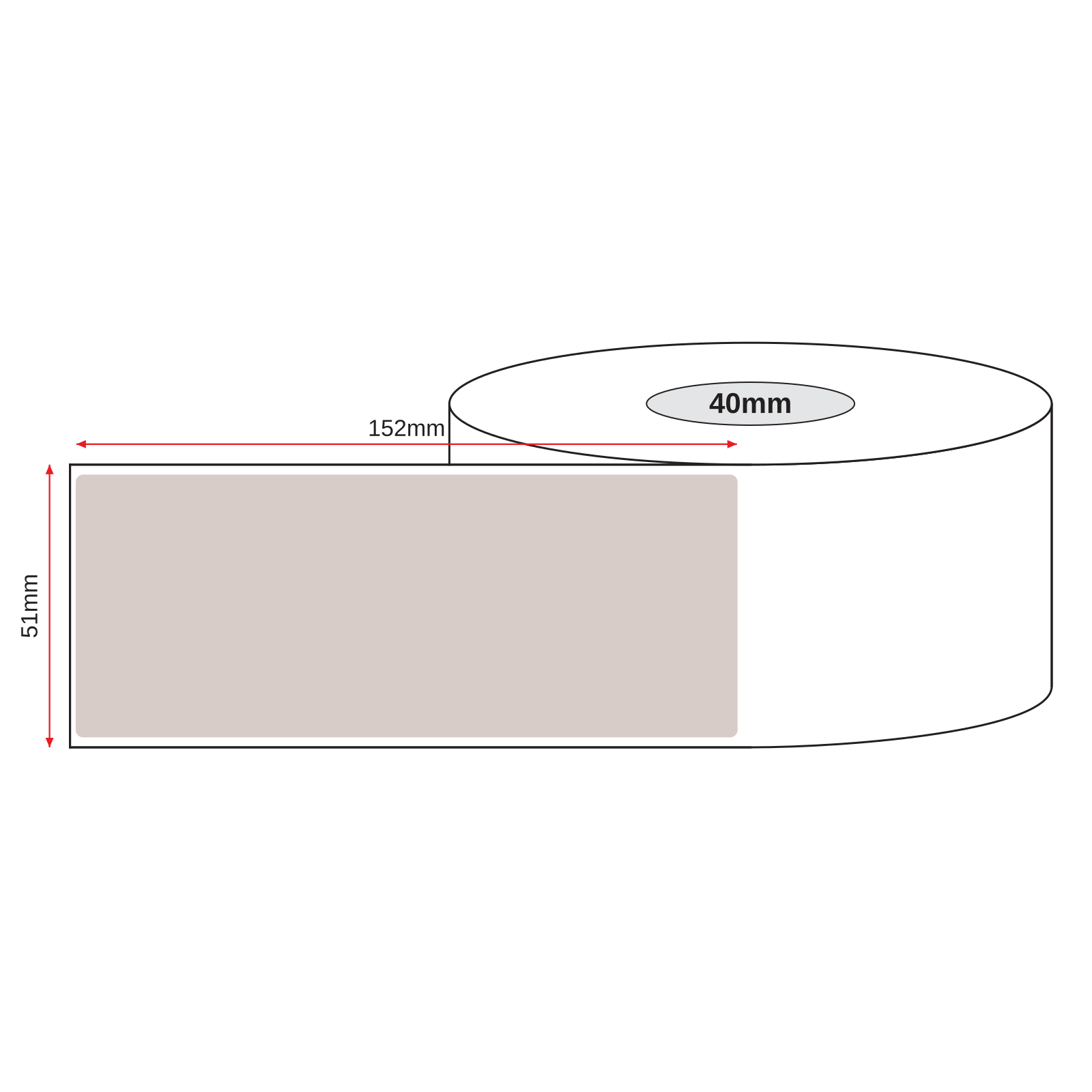 Kraft Paper Label Blockout Brown Permanent 51mm x 152mm Perf. 350/roll 40mm core - Omni Packaging 