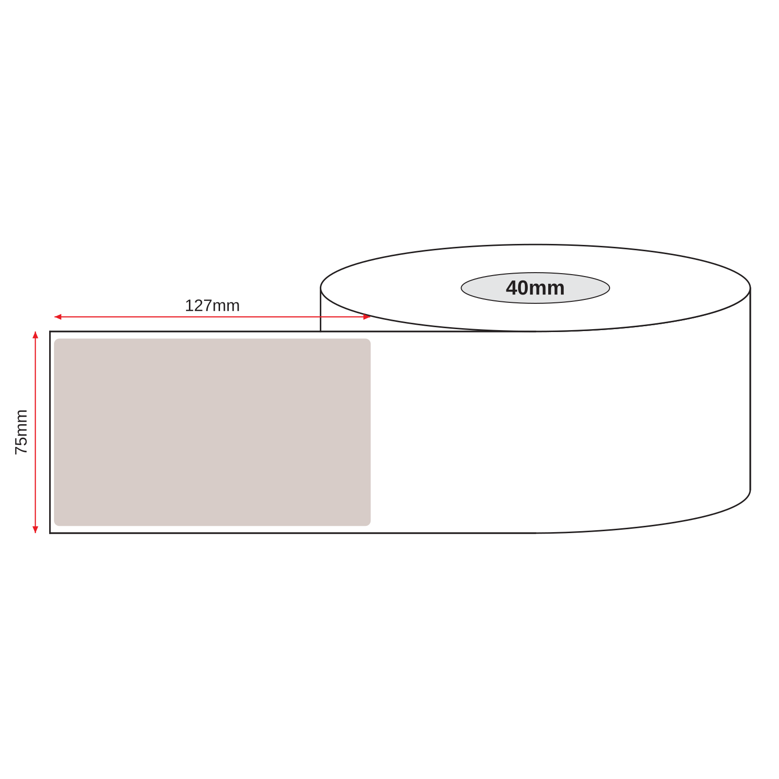 Kraft Paper Label Blockout Brown Permanent 75mm x 127mm Perf. 350/roll 40mm core - Omni Packaging 