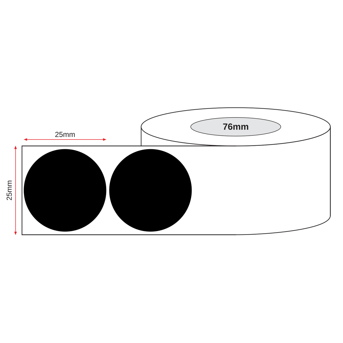 Stock Label Dots Black 25mm 500 labels/roll - Omni Packaging 