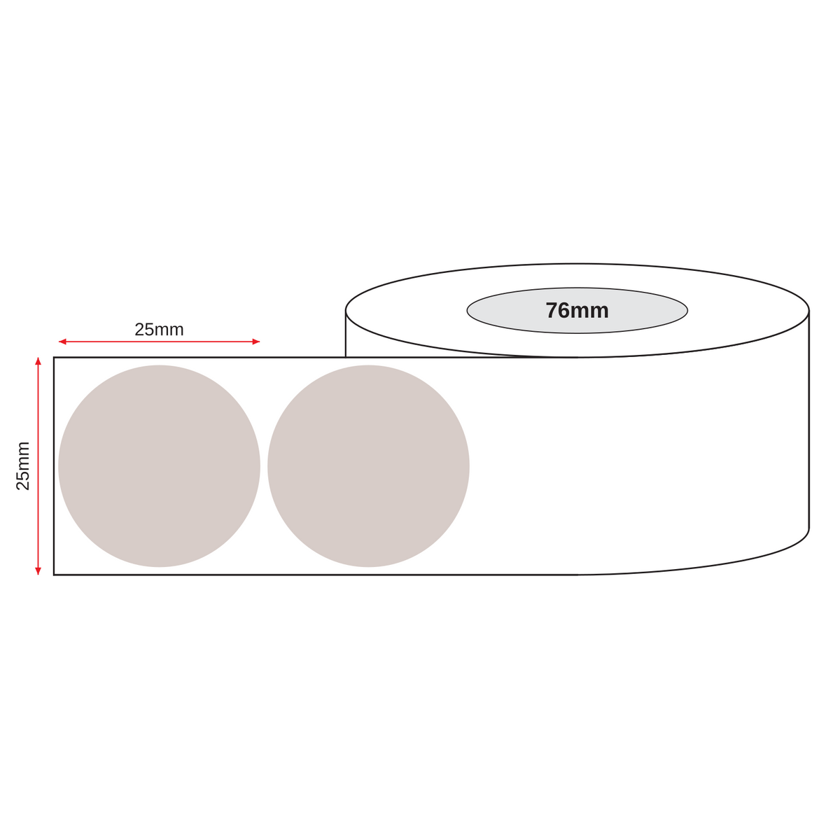 Stock Label Dots Brown 25mm 500 labels/roll - Omni Packaging 