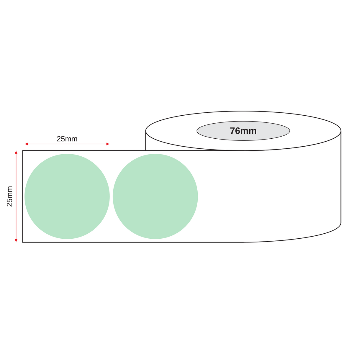Stock Label Dots Green 25mm 500 labels/roll - Omni Packaging 