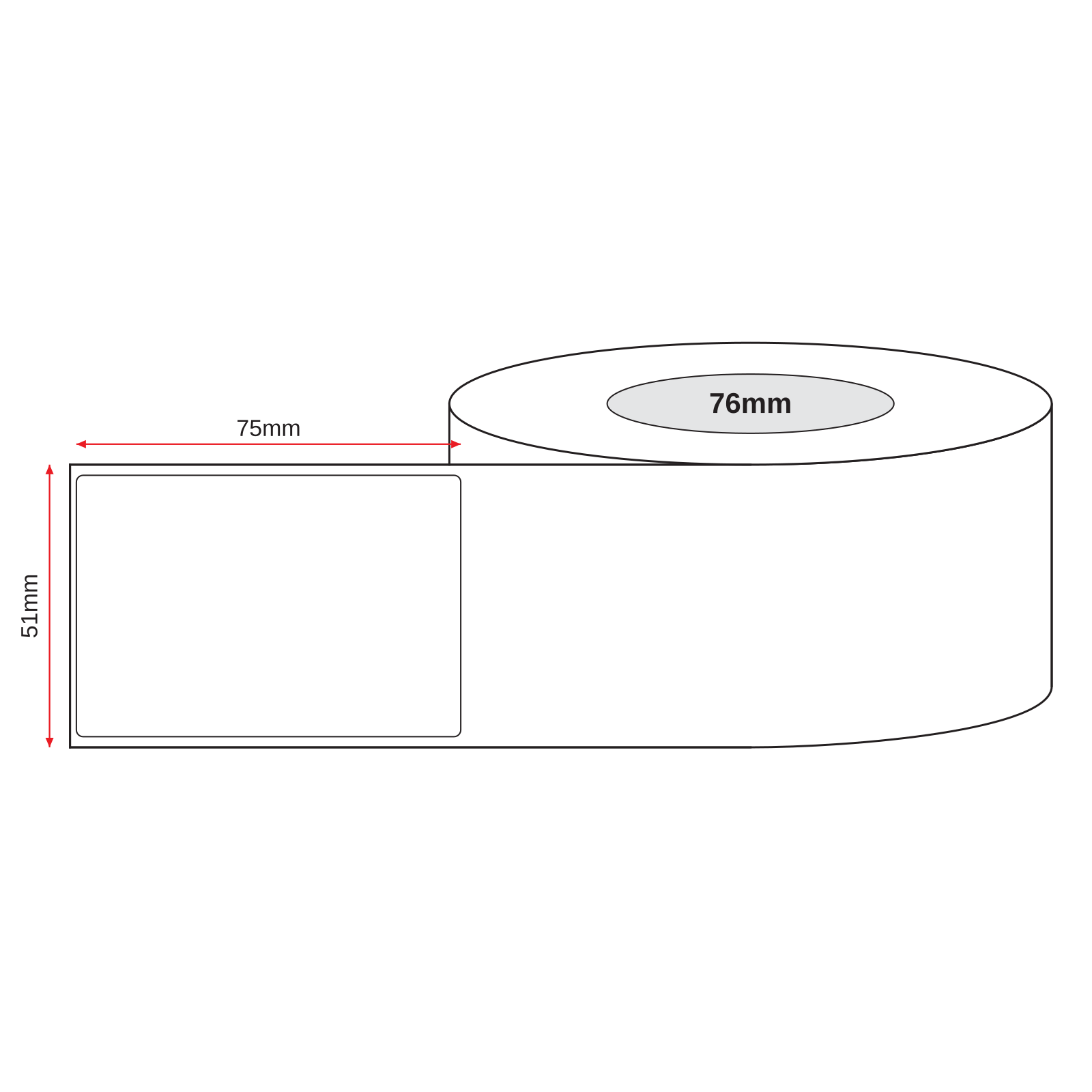 Thermal Direct Label Paper White Permanent 51mm x 75mm Perf. 1750/roll 76mm core - Omni Packaging 