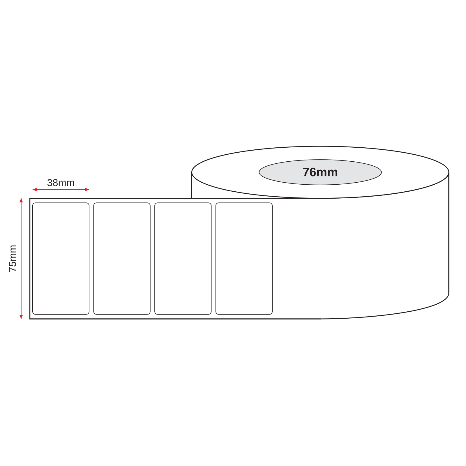Thermal Direct Label Paper White Permanent 75mm x 38mm Perf. 3500/roll 76mm core - Omni Packaging 