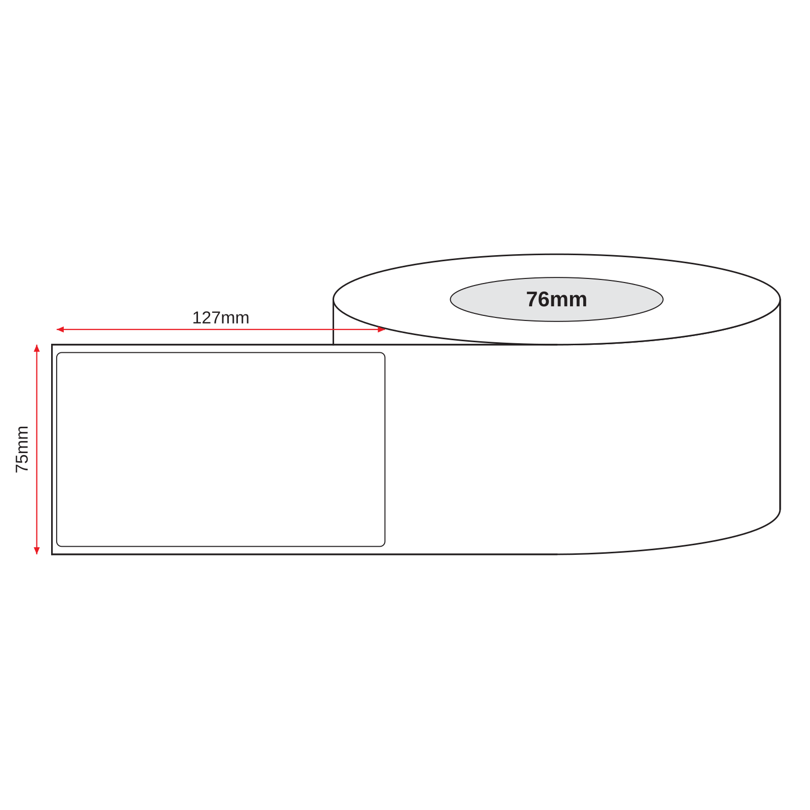 Thermal Direct Label Paper White Permanent 75mm x 127mm Perf. 1100/roll 76mm core - Omni Packaging 