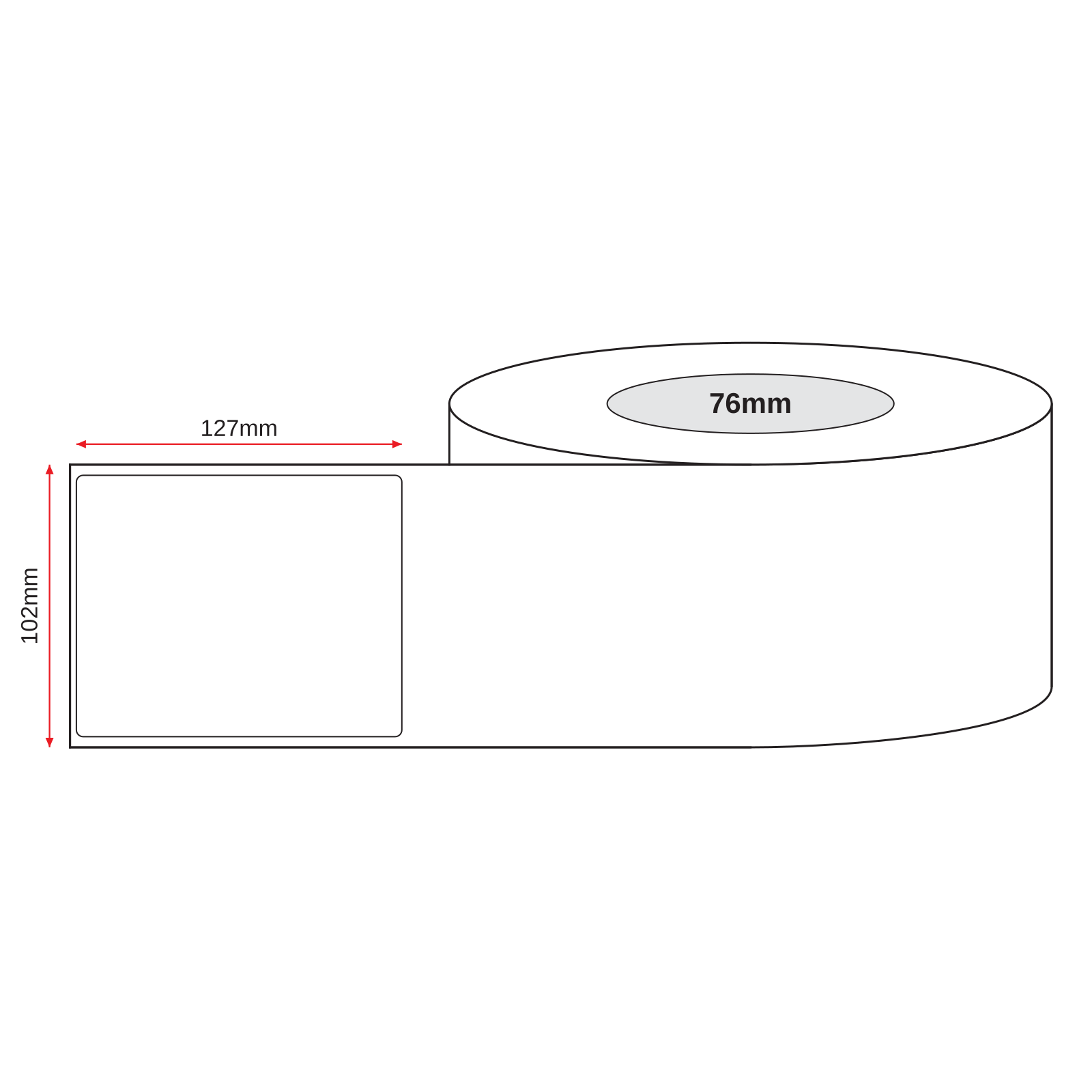 Thermal Direct Label Paper White Permanent 102mm x 127mm Perf. 1100/roll 76mm core - Omni Packaging 