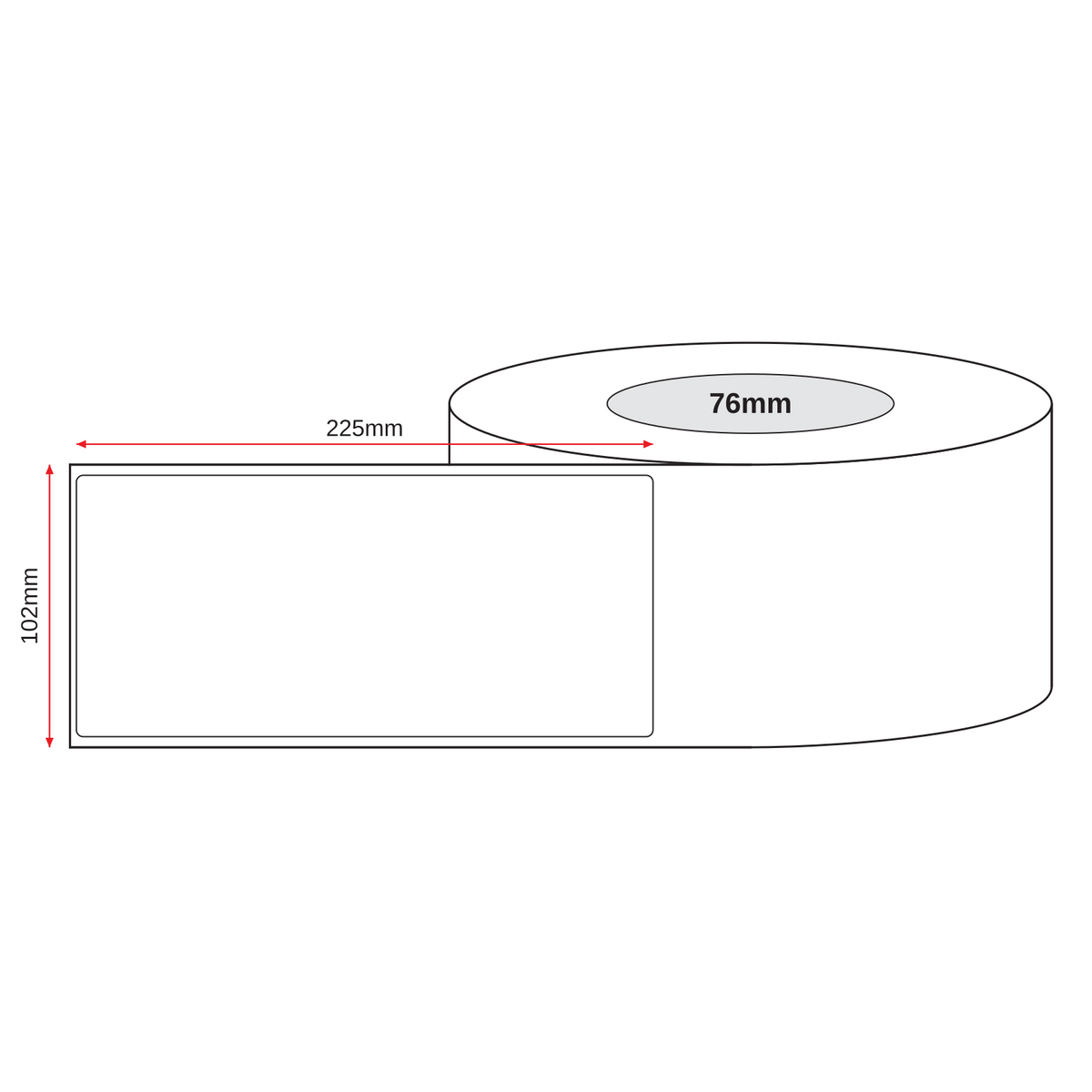 Thermal Direct Label Paper White Permanent 102mm x 225mm Perf. 700/roll 76mm core - Omni Packaging 