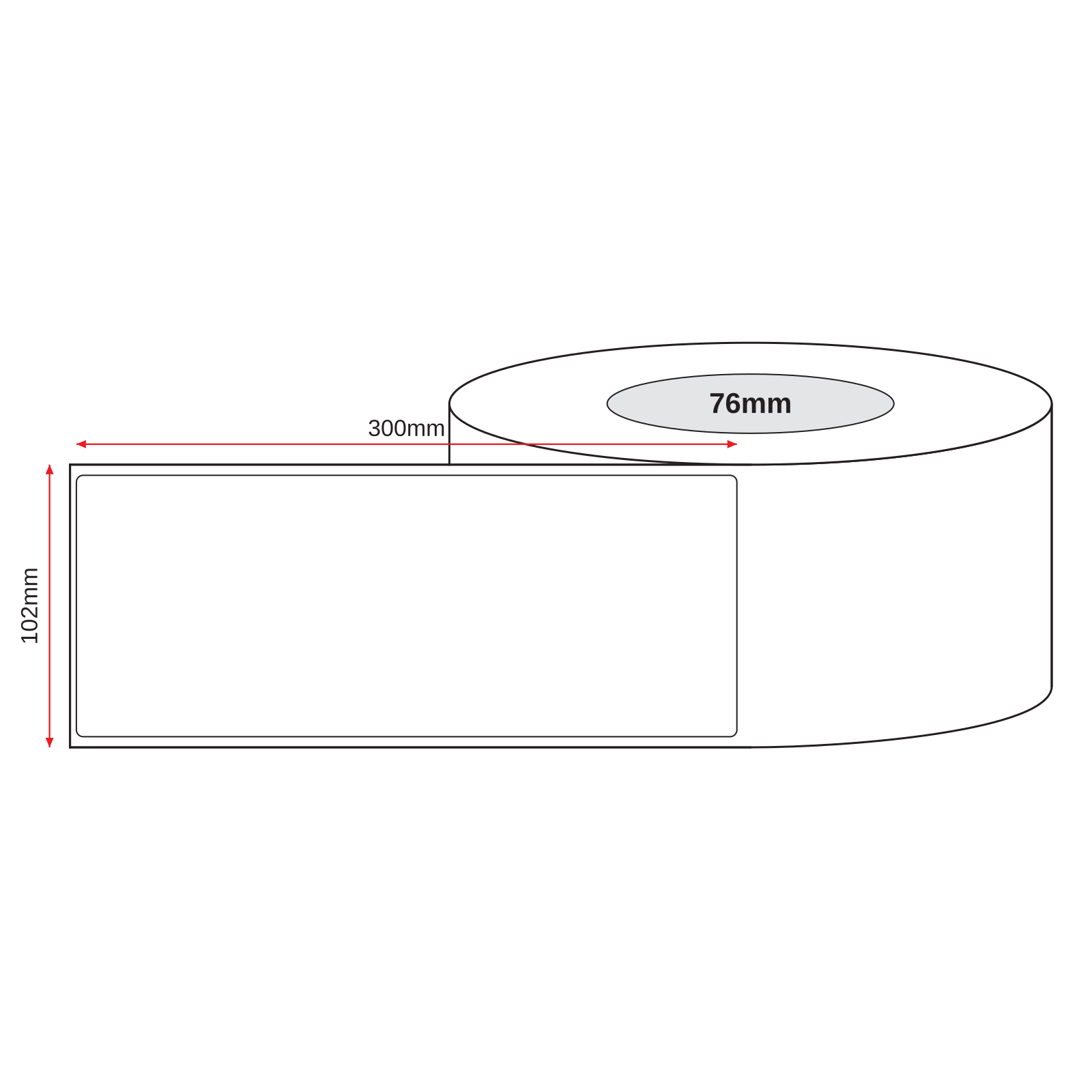 Thermal Direct Label Paper White Permanent 102mm x 300mm Perf. 500/roll 76mm core - Omni Packaging 