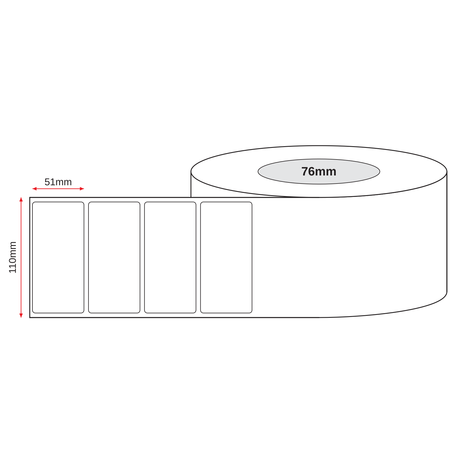 Thermal Direct Label Paper White Permanent 110mm x 51mm Perf. 2740/roll 76mm core - Omni Packaging 
