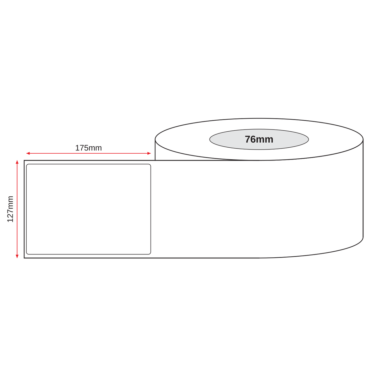 Thermal Direct Label Paper White Permanent 127mm x 175mm Perf. 900/roll 76mm core - Omni Packaging 