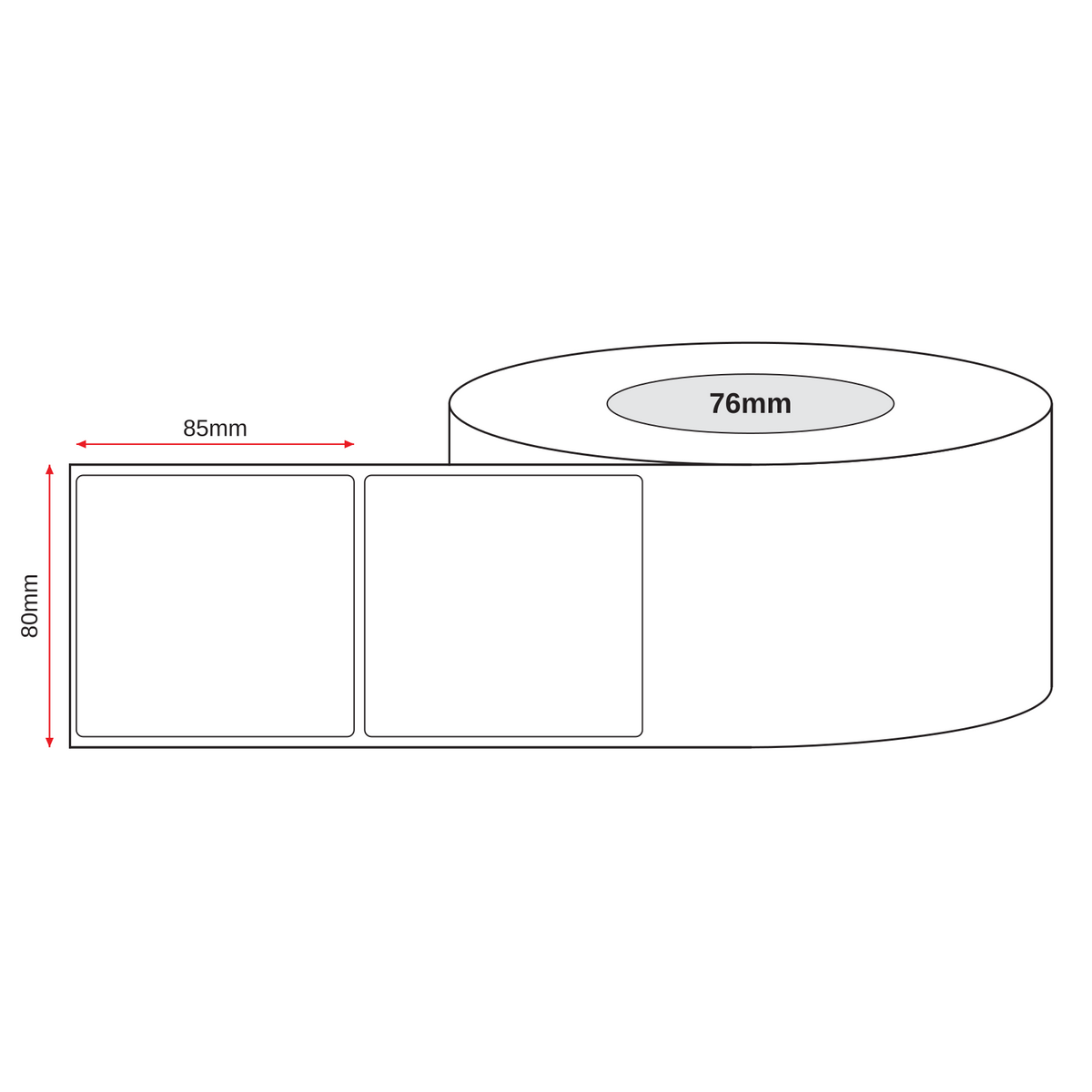 Thermal Direct Label Paper White Permanent 80mm x 85mm Perf. 1750/roll 76mm core - Omni Packaging 