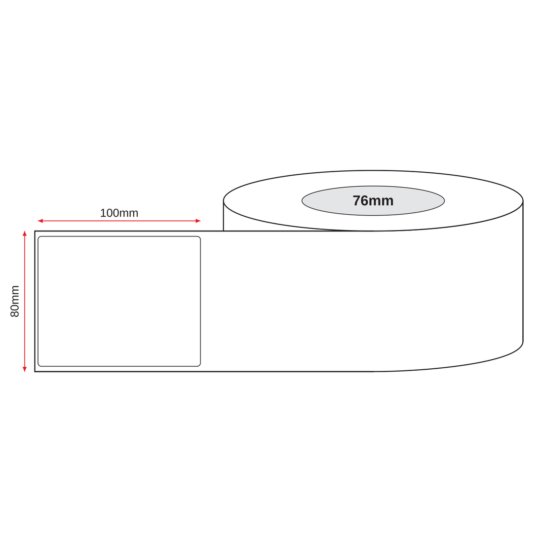 Thermal Direct Label Paper White Permanent 80mm x 100mm Perf. 1500/roll 76mm core - Omni Packaging 