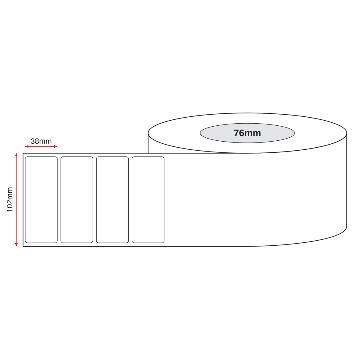 Thermal Transfer Label Paper White Permanent 102mm x 38mm Perf. 3500/roll 76mm core - Omni Packaging 