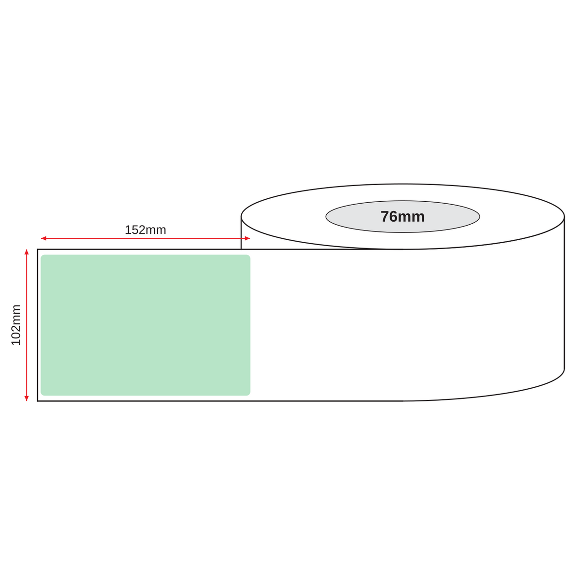 Thermal Direct Label Paper Green Permanent 102mm x 152mm Perf. 1000/roll 76mm core - Omni Packaging 
