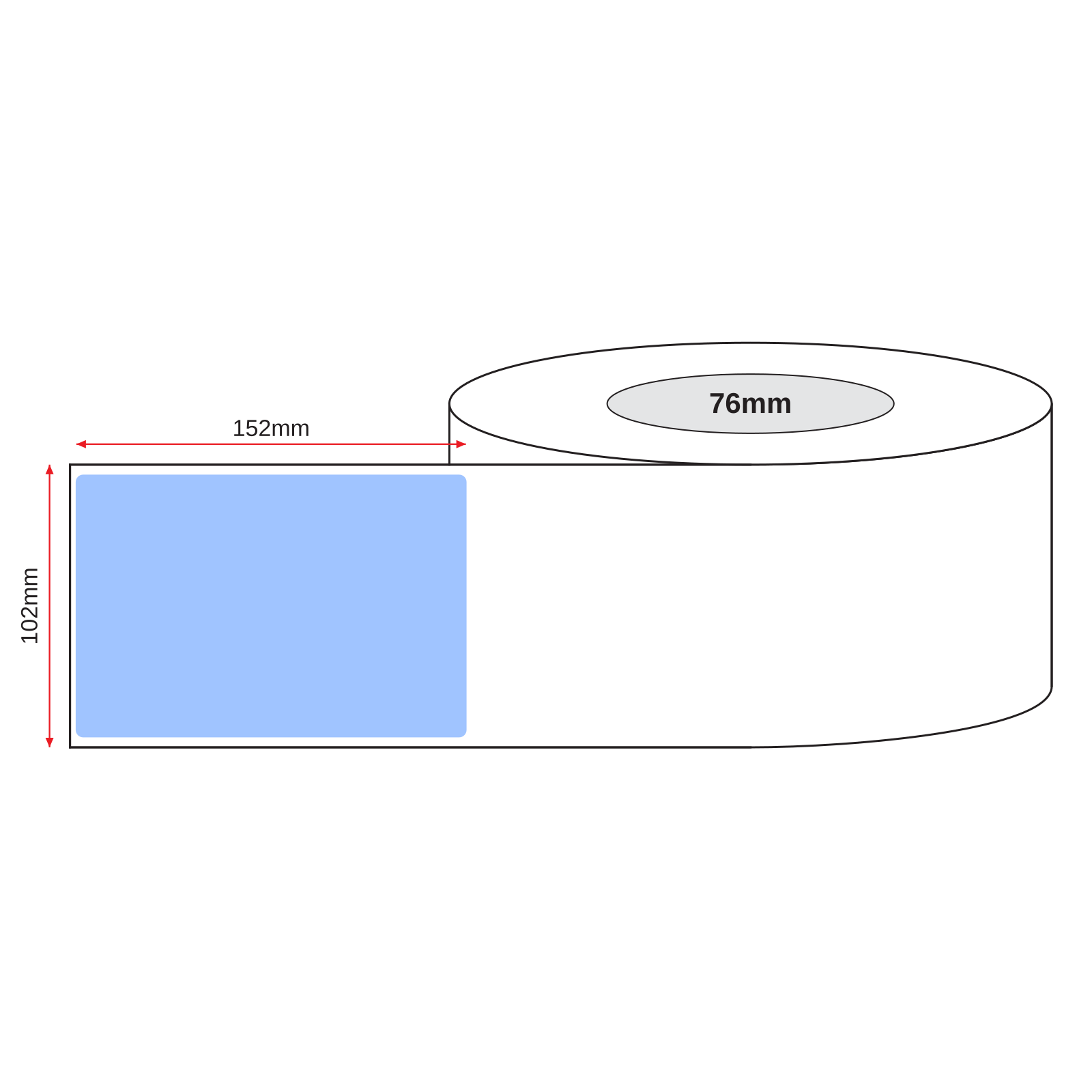 Thermal Transfer Label Paper Blue Permanent 102mm x 152mm Perf. 1000/roll 76mm core - Omni Packaging 