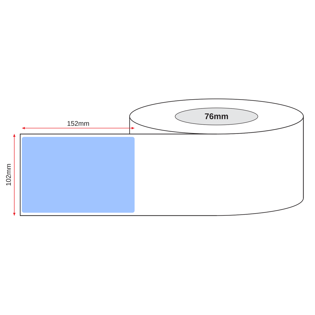 Thermal Transfer Label Paper Blue Permanent 102mm x 152mm Perf. 1000/roll 76mm core - Omni Packaging 