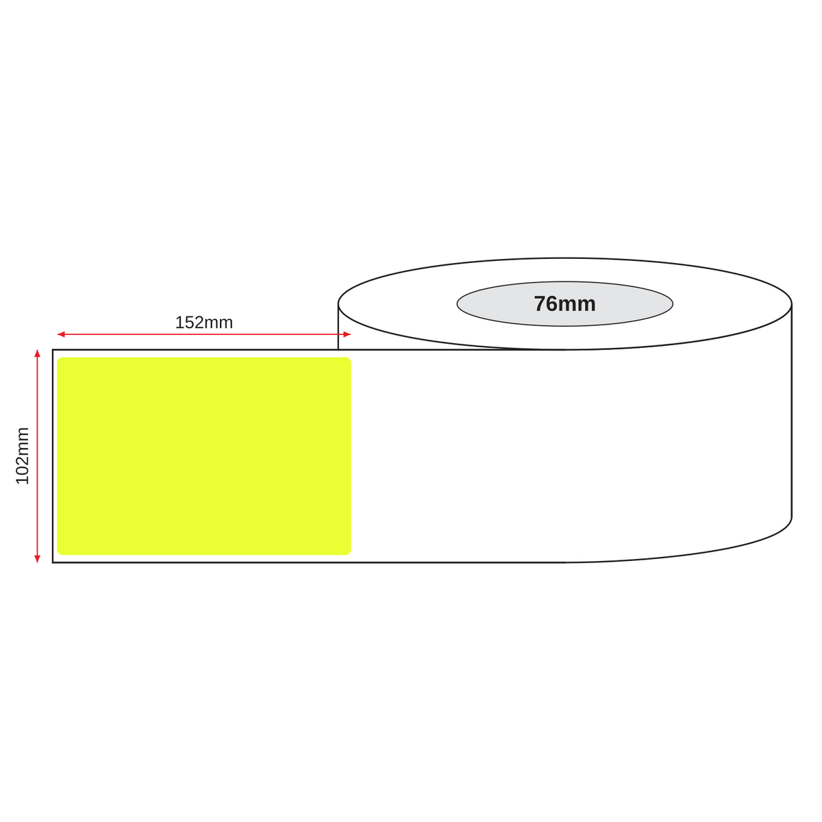 Thermal Direct Label Paper Fl. Yellow Permanent 102mm x 152mm Perf. 1000/roll 76mm core - Omni Packaging 