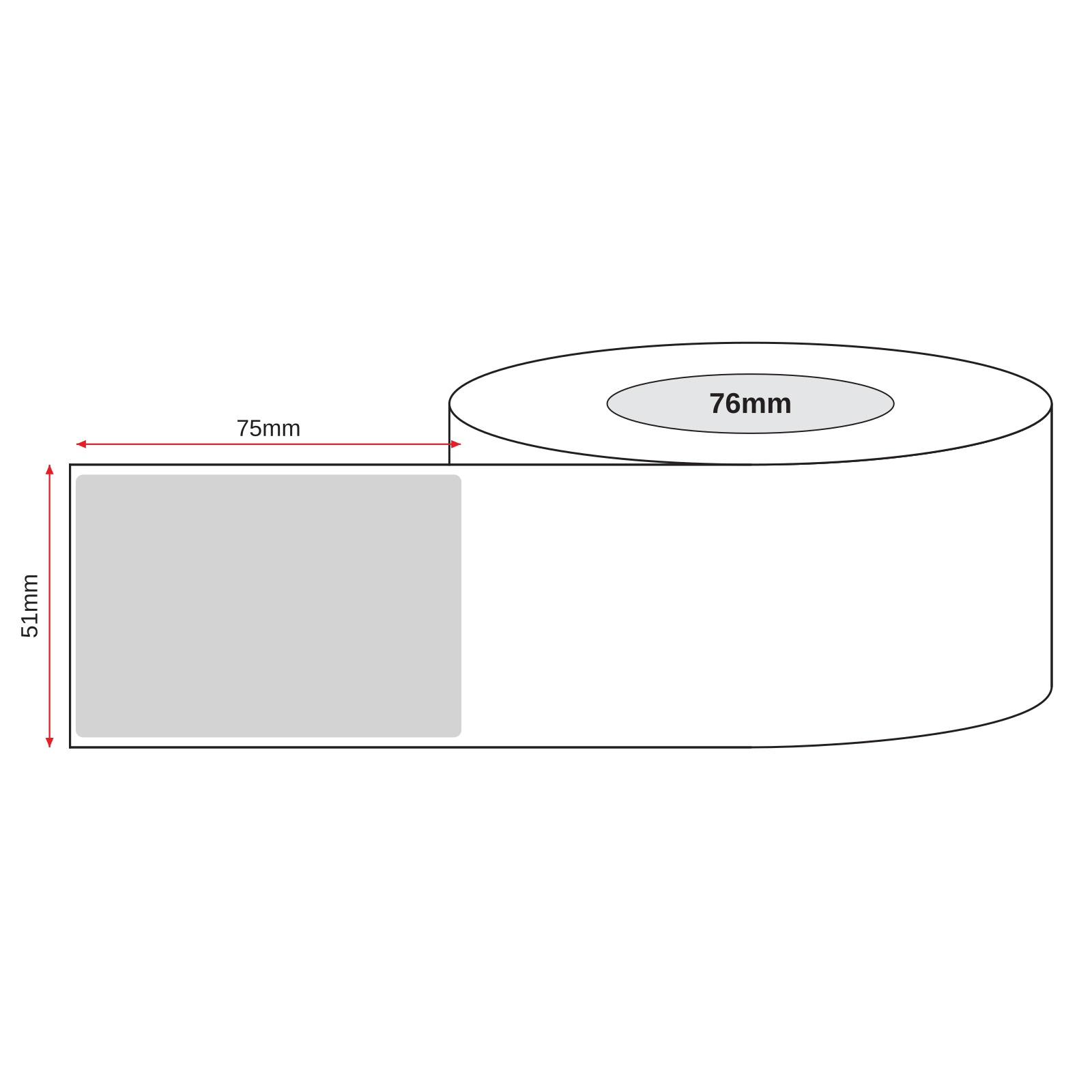 Thermal Direct Label Paper Grey Permanent 51mm x 75mm Perf. 1750/roll 76mm core - Omni Packaging 