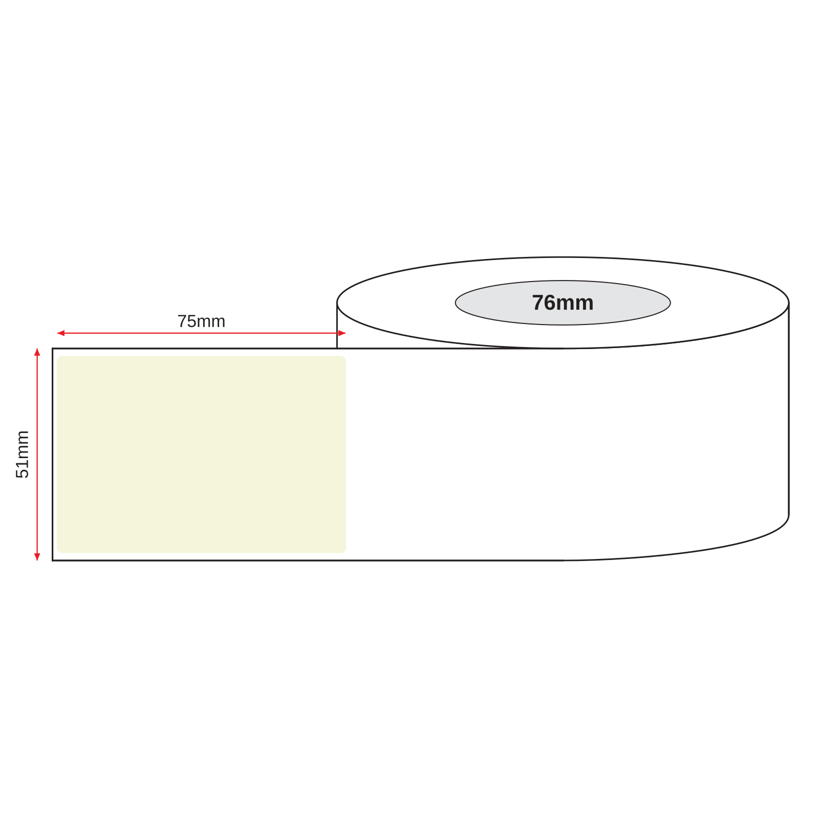 Thermal Direct Label Paper Beige Permanent 51mm x 75mm Perf. 1750/roll 76mm core - Omni Packaging 