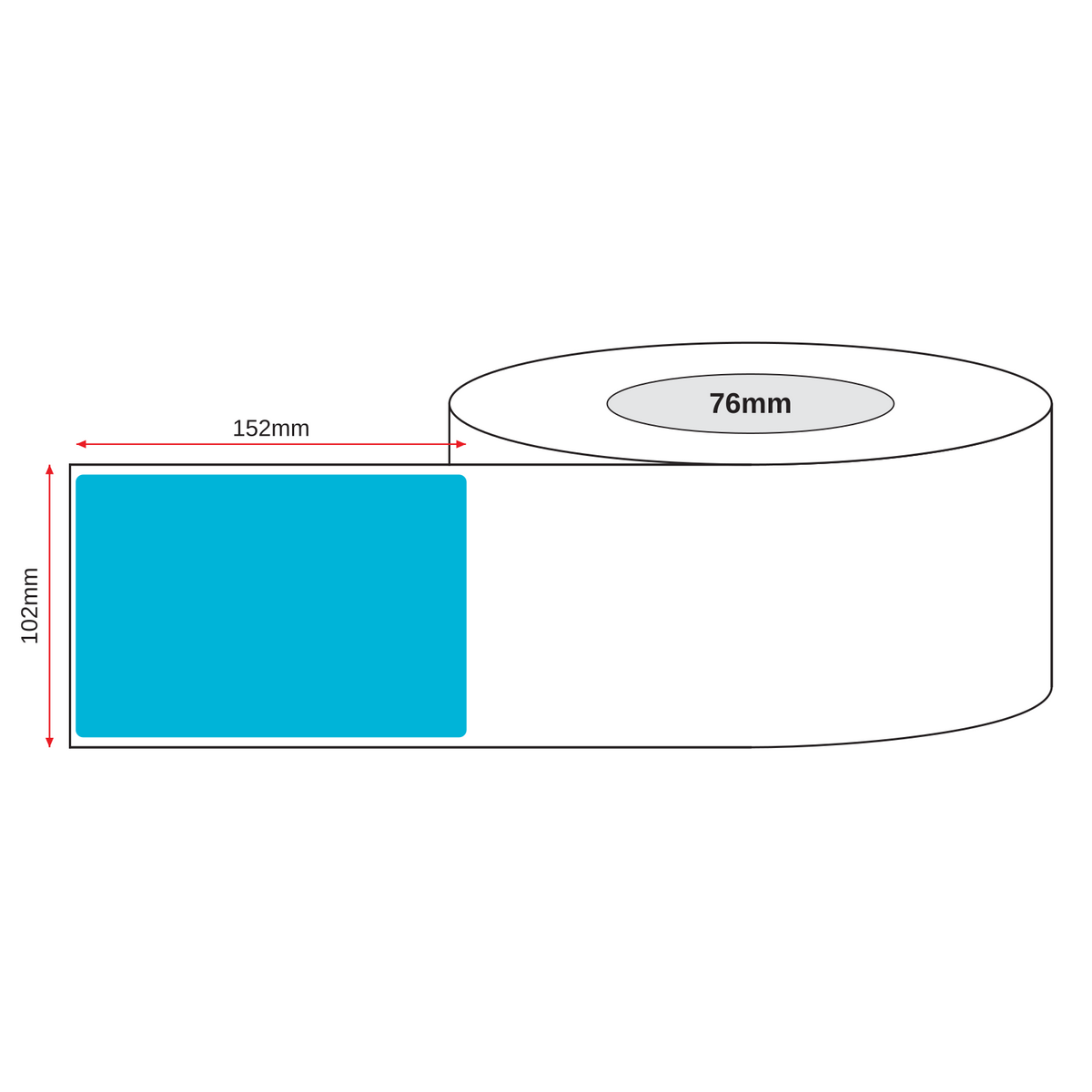 Thermal Direct Label Paper Fl. Blue Permanent 102mm x 152mm Perf. 1000/roll 76mm core - Omni Packaging 