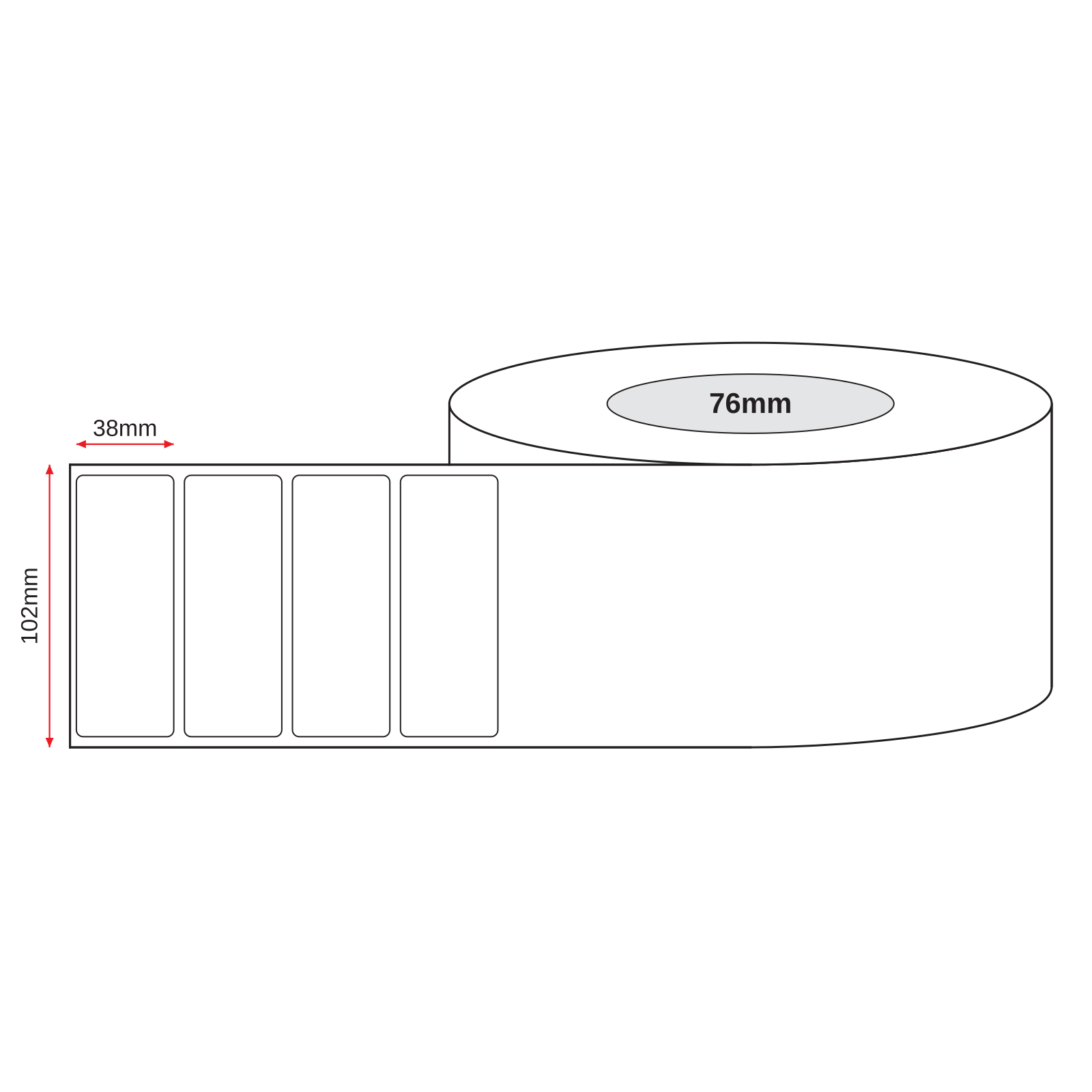 Thermal Direct Label Paper White Permanent 102mm x 38mm Non Perf. 10000/roll 76mm core - Omni Packaging 