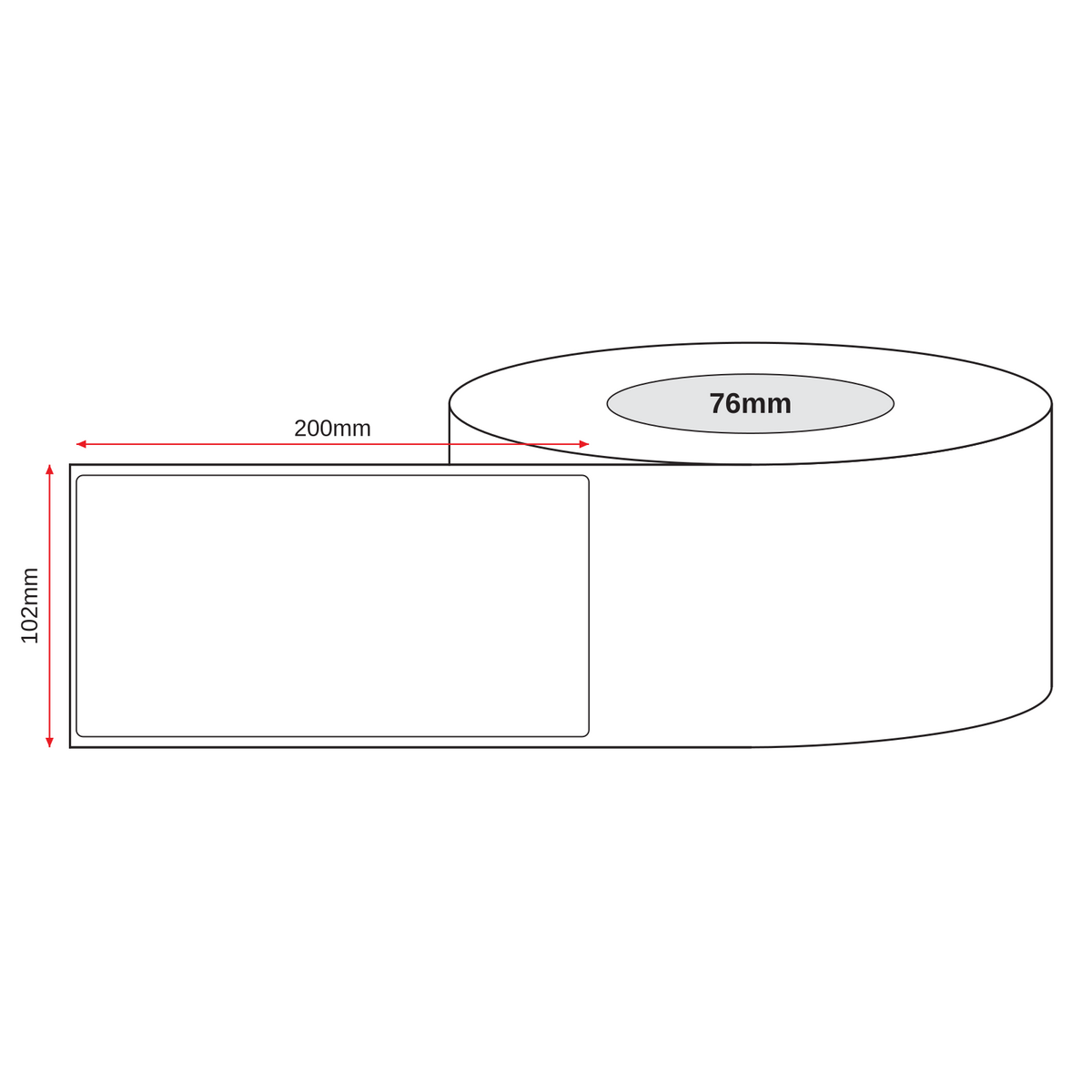 Thermal Direct Label Paper White Permanent 102mm x 200mm Non Perf. 2000/roll 76mm core - Omni Packaging 