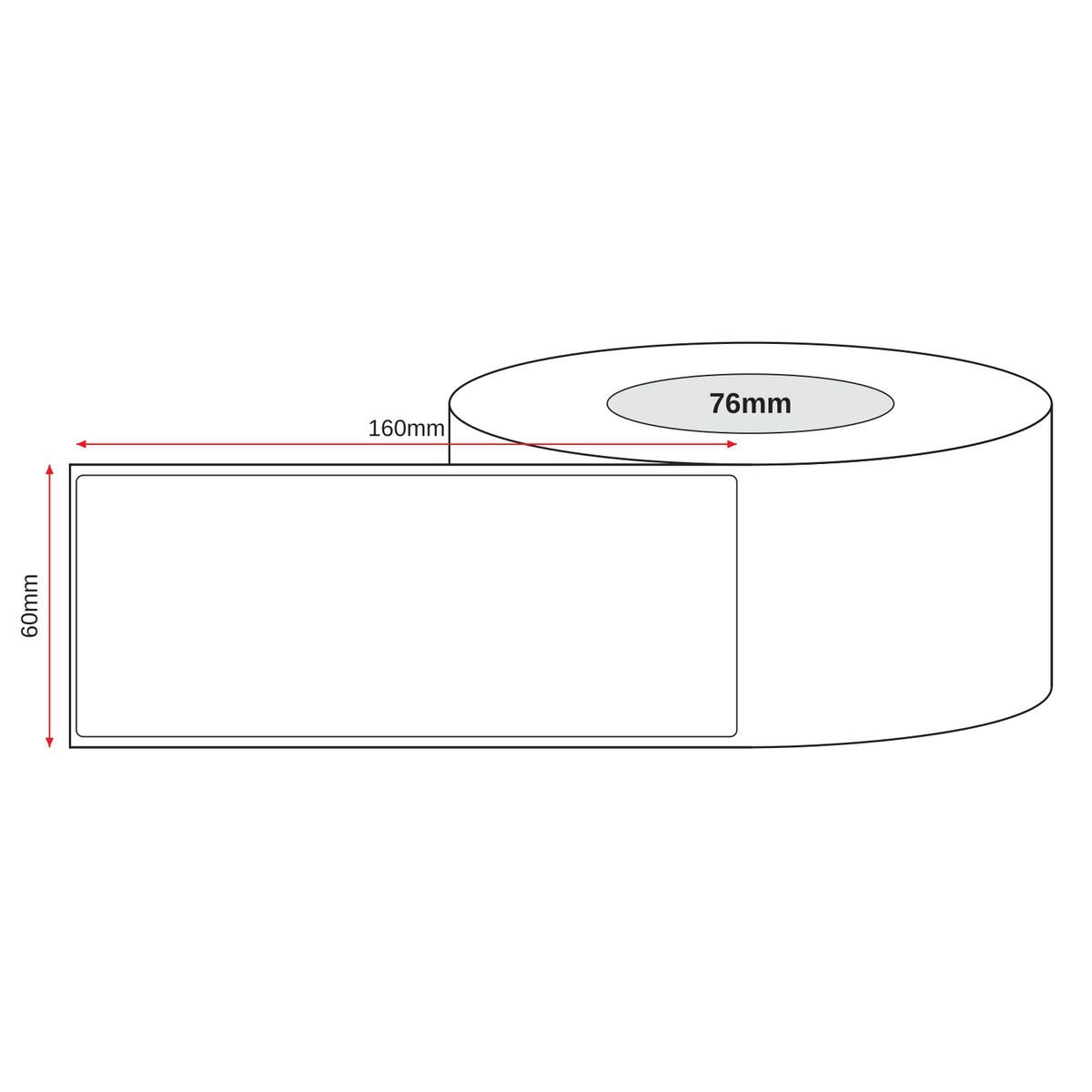 Thermal Direct Label Paper White Permanent 60mm x 160mm Non Perf. 2000/roll 76mm core - Omni Packaging 