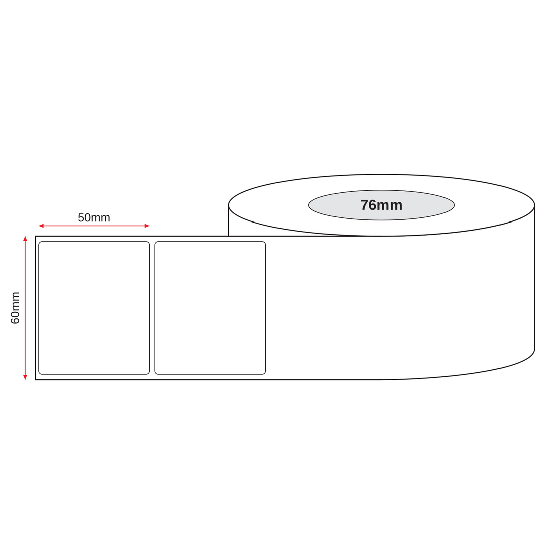 Thermal Label Direct White 60mm x 50mm 9000/roll 76mm core - Omni Packaging 