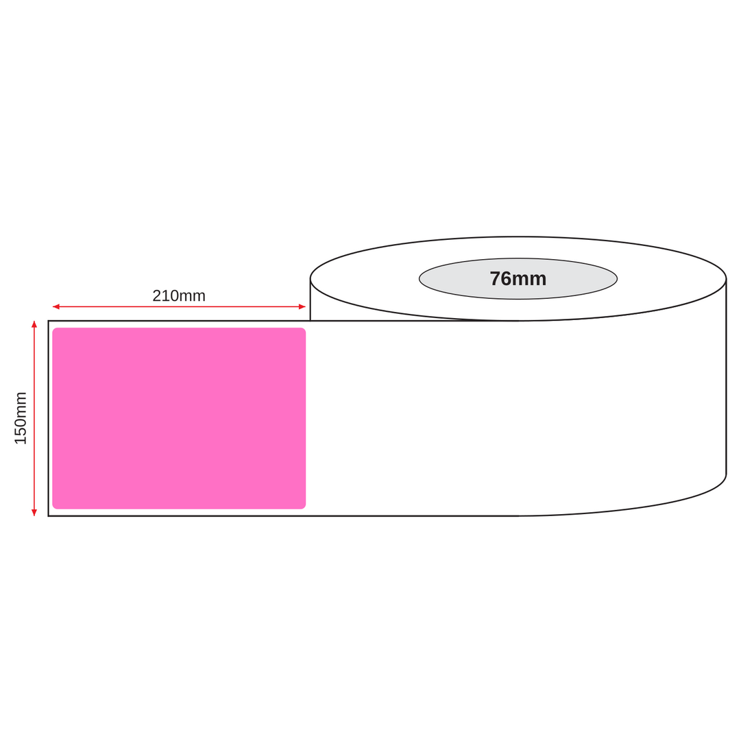 Thermal Labels Direct 150mm x 210mm 76mm core Fluro Pink 600/roll - Omni Packaging 